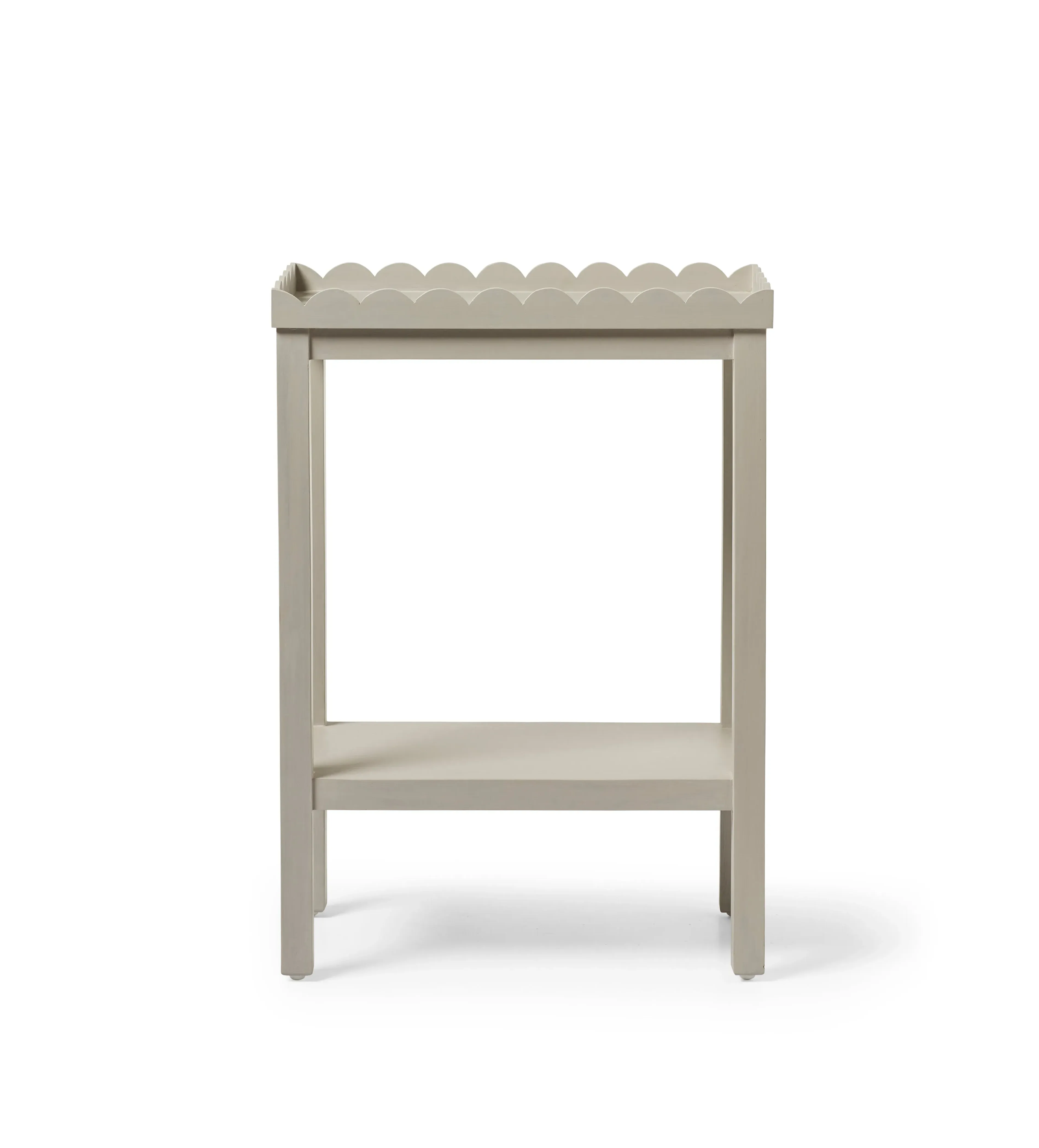 Round Side Table with Scalloped Edge - Grey