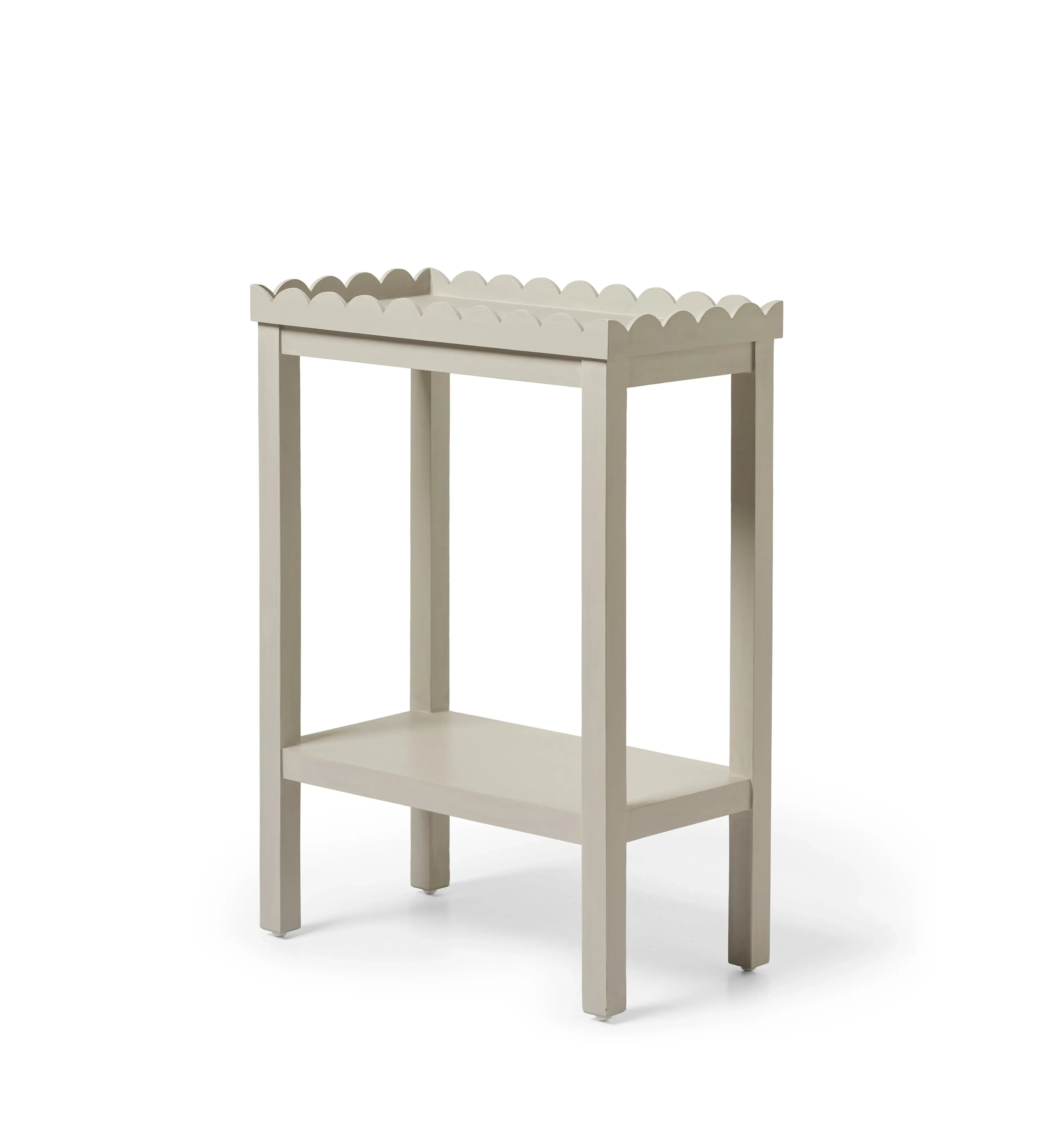 Round Side Table with Scalloped Edge - Grey