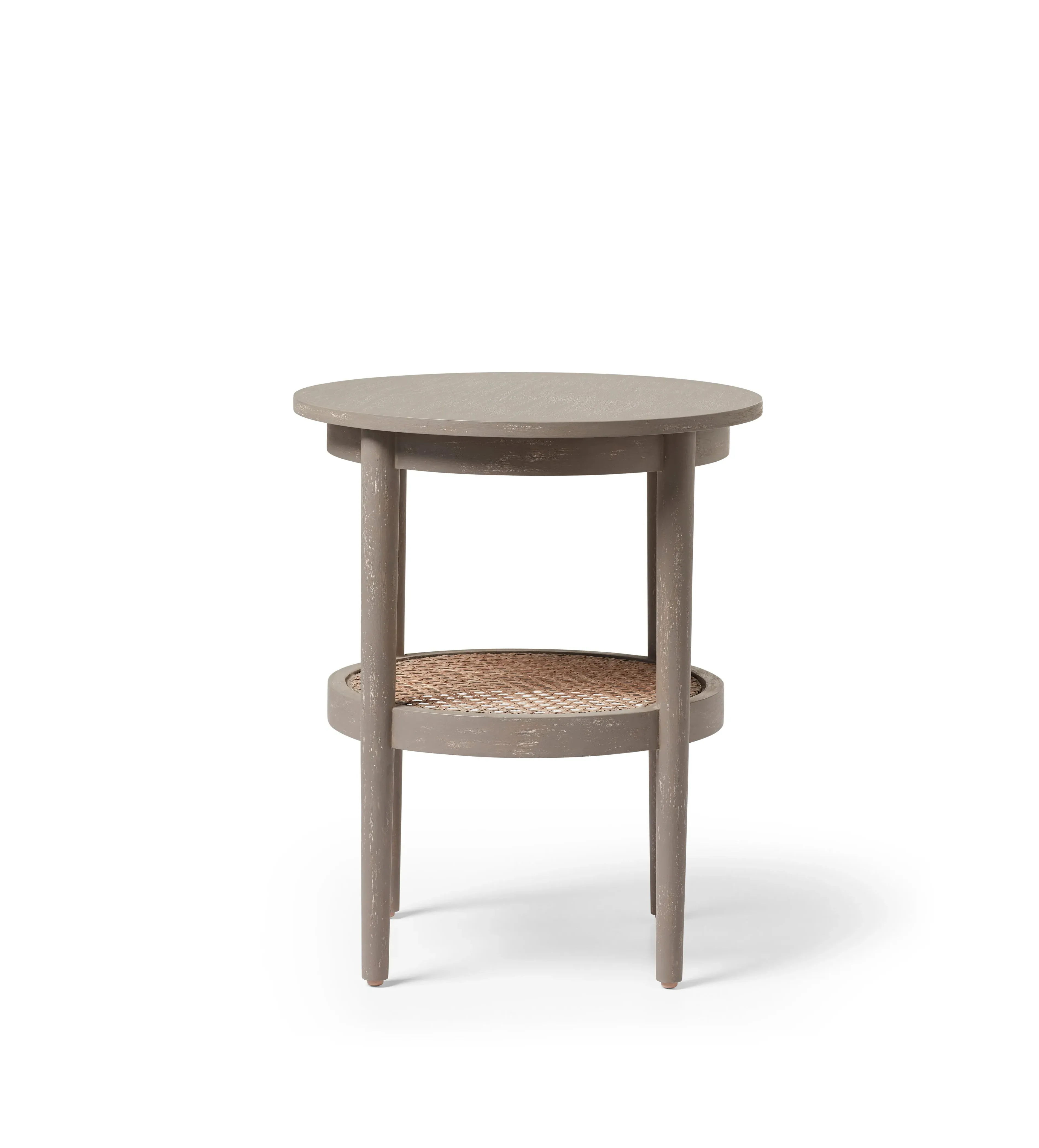 Round Side Table with Shelf - Silver Birch image