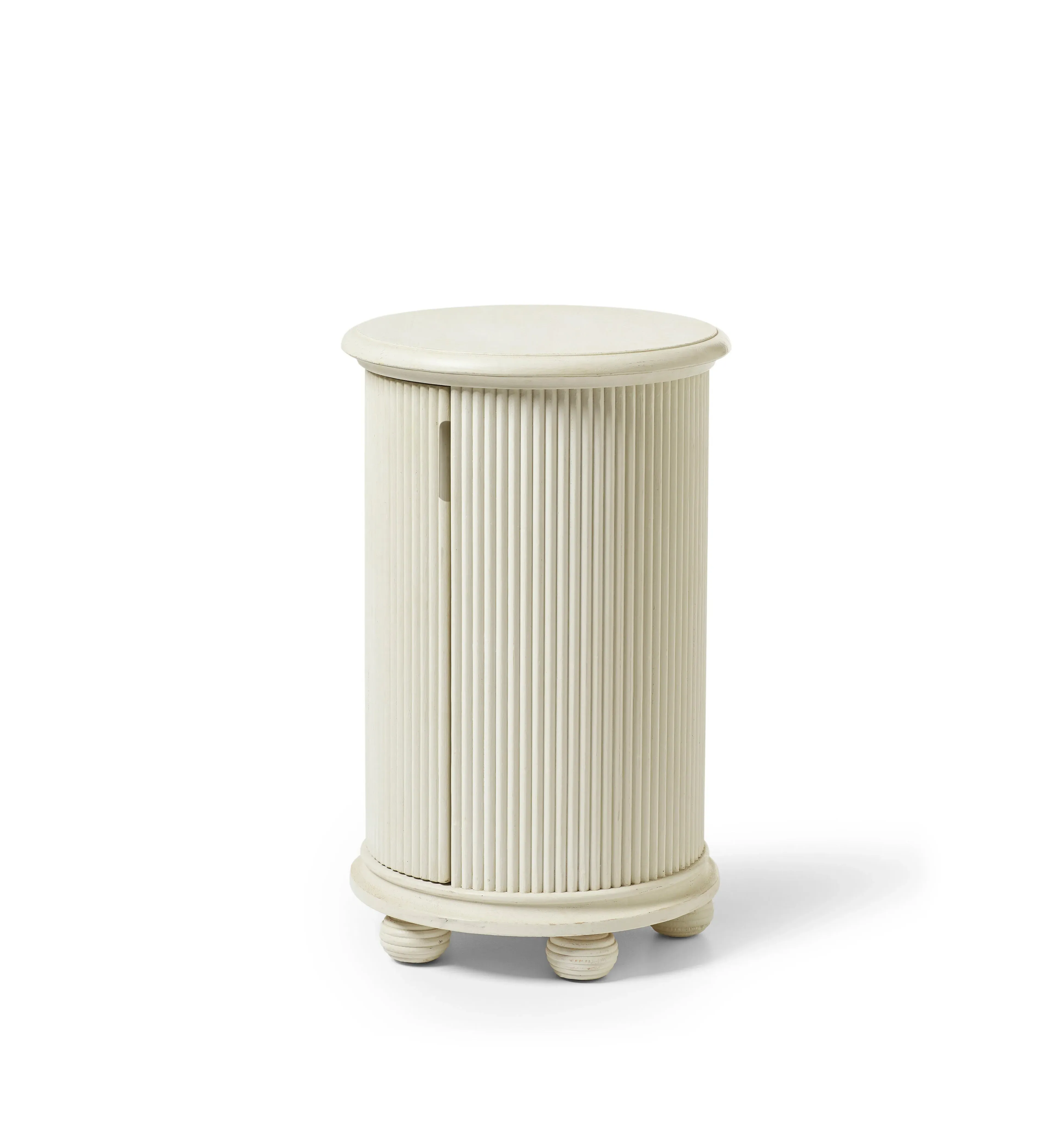 Round Side Table with Storage - Chalk, Pine Wood image