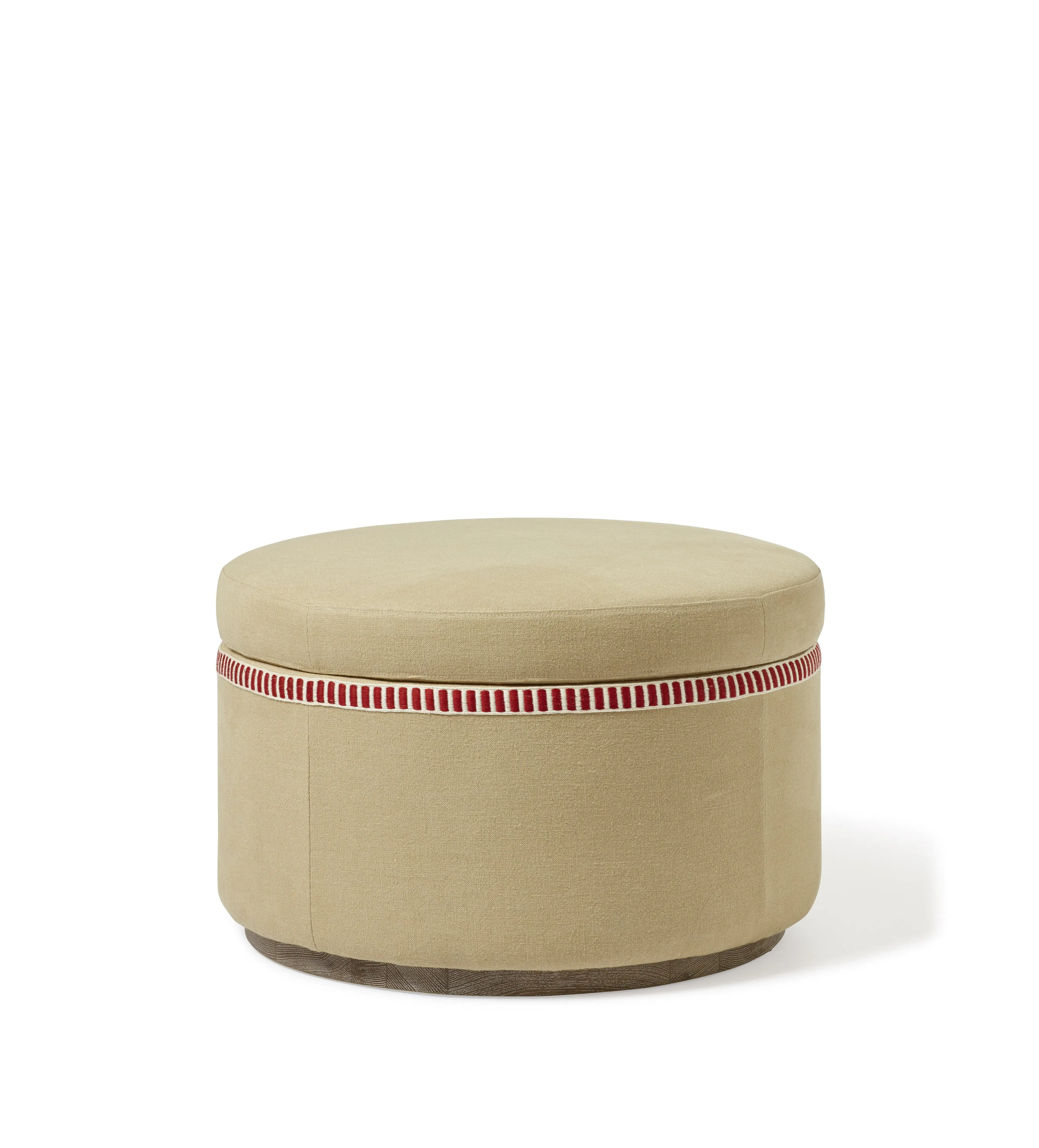 Round Storage Ottoman - Hemp, Linen image