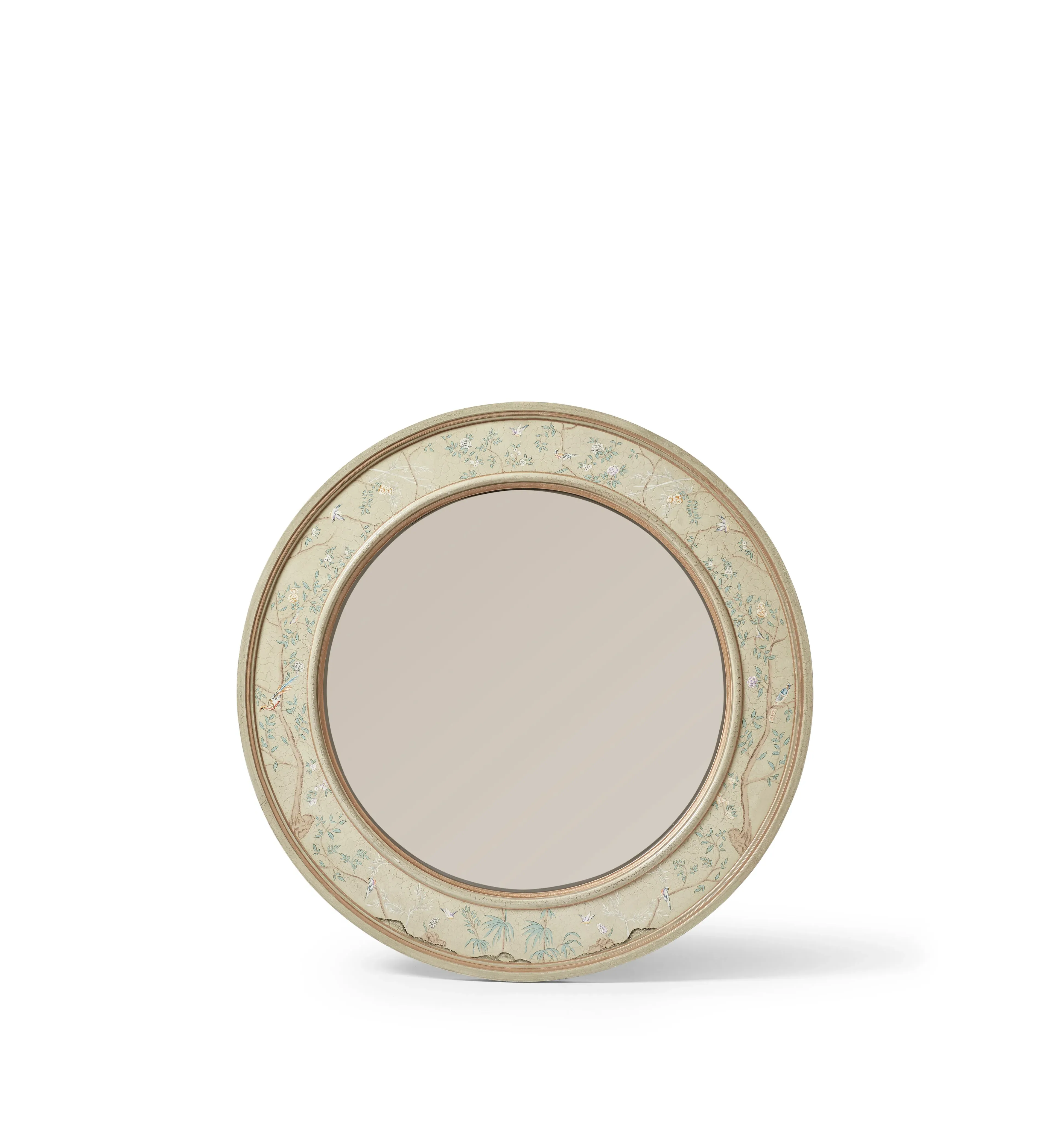 Round Wall Mirror - Chinoiserie, Hand Painted