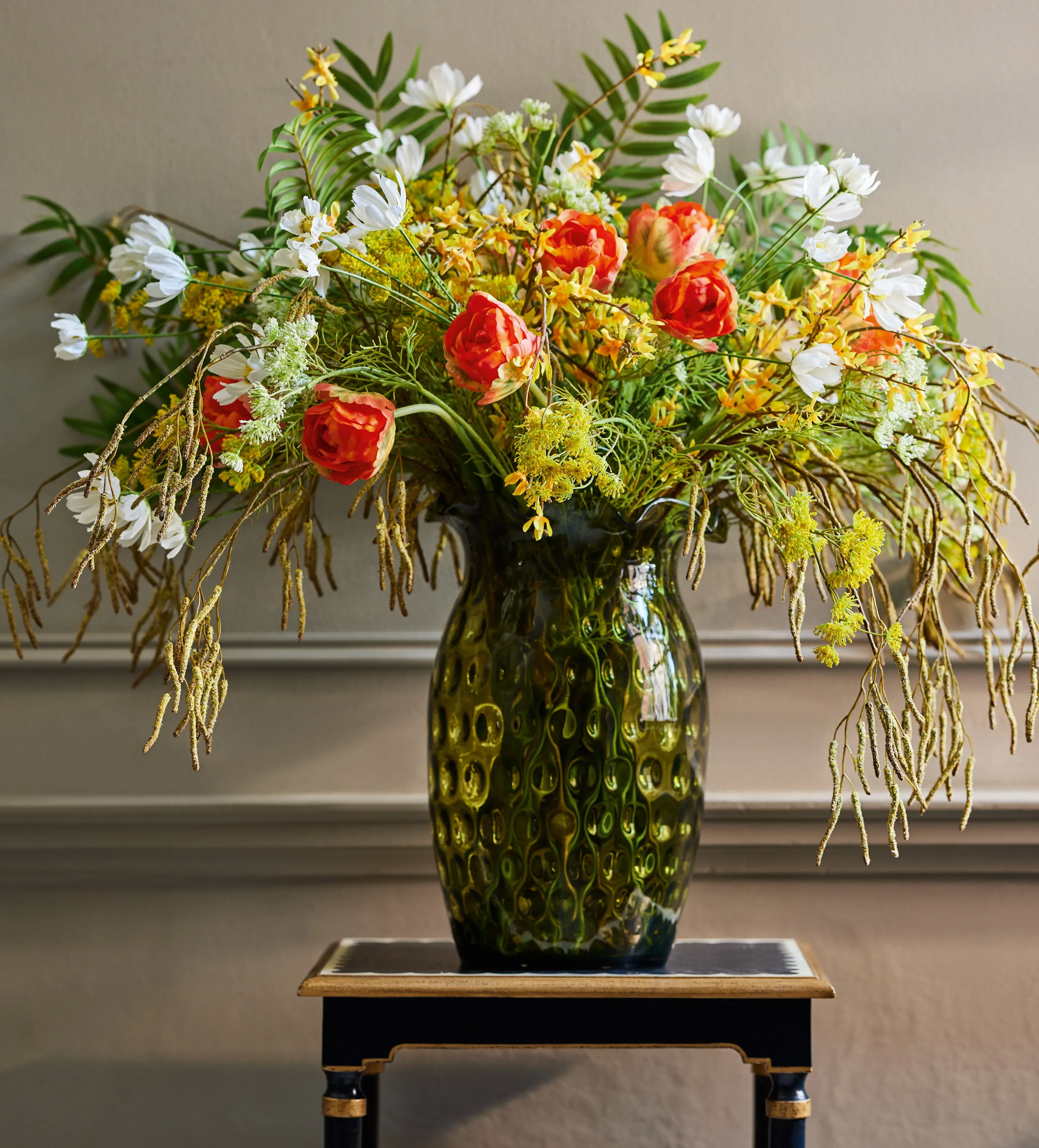 Scalloped Edge Vase - Green, Glass