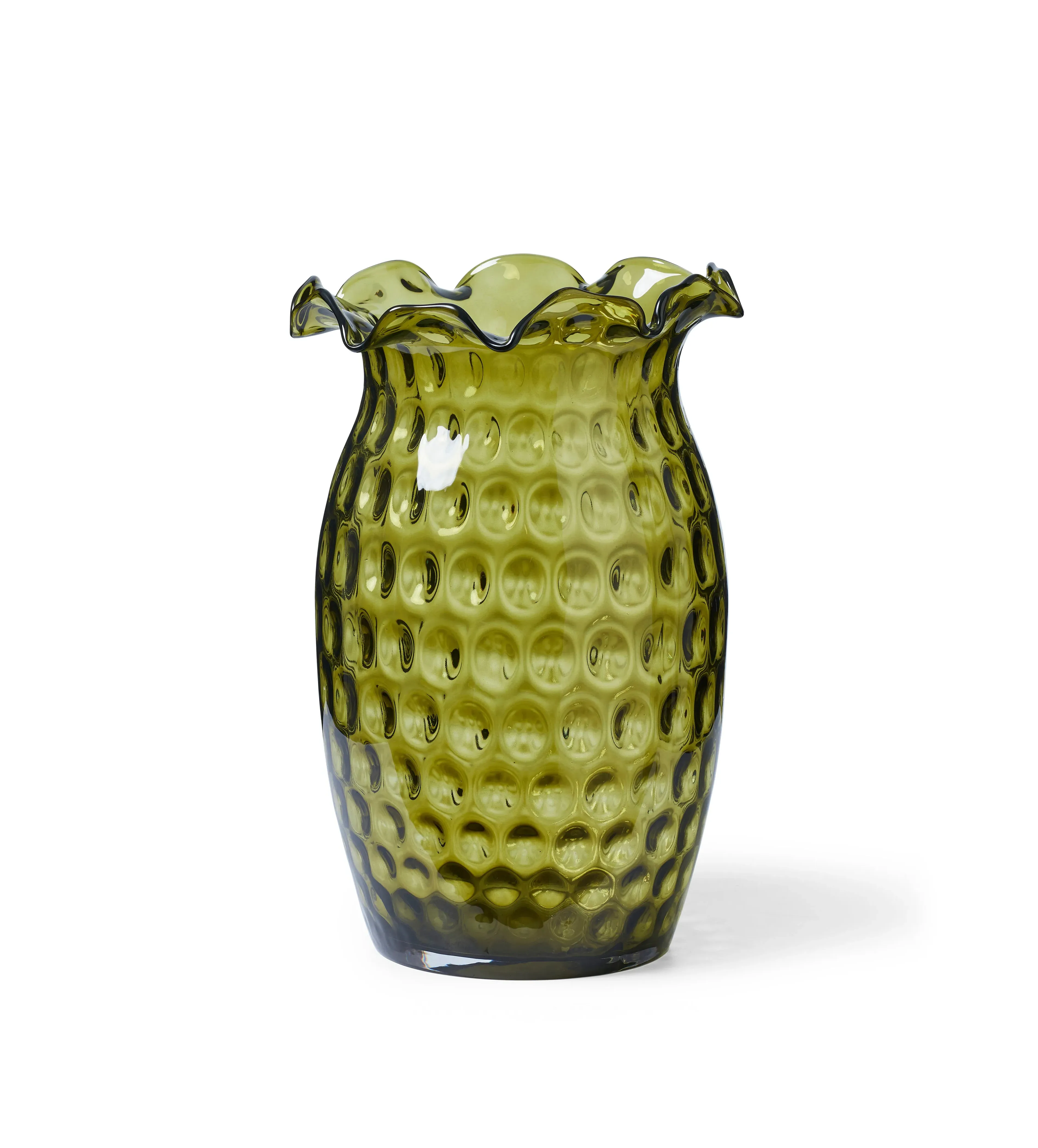 Scalloped Edge Vase - Green, Glass image