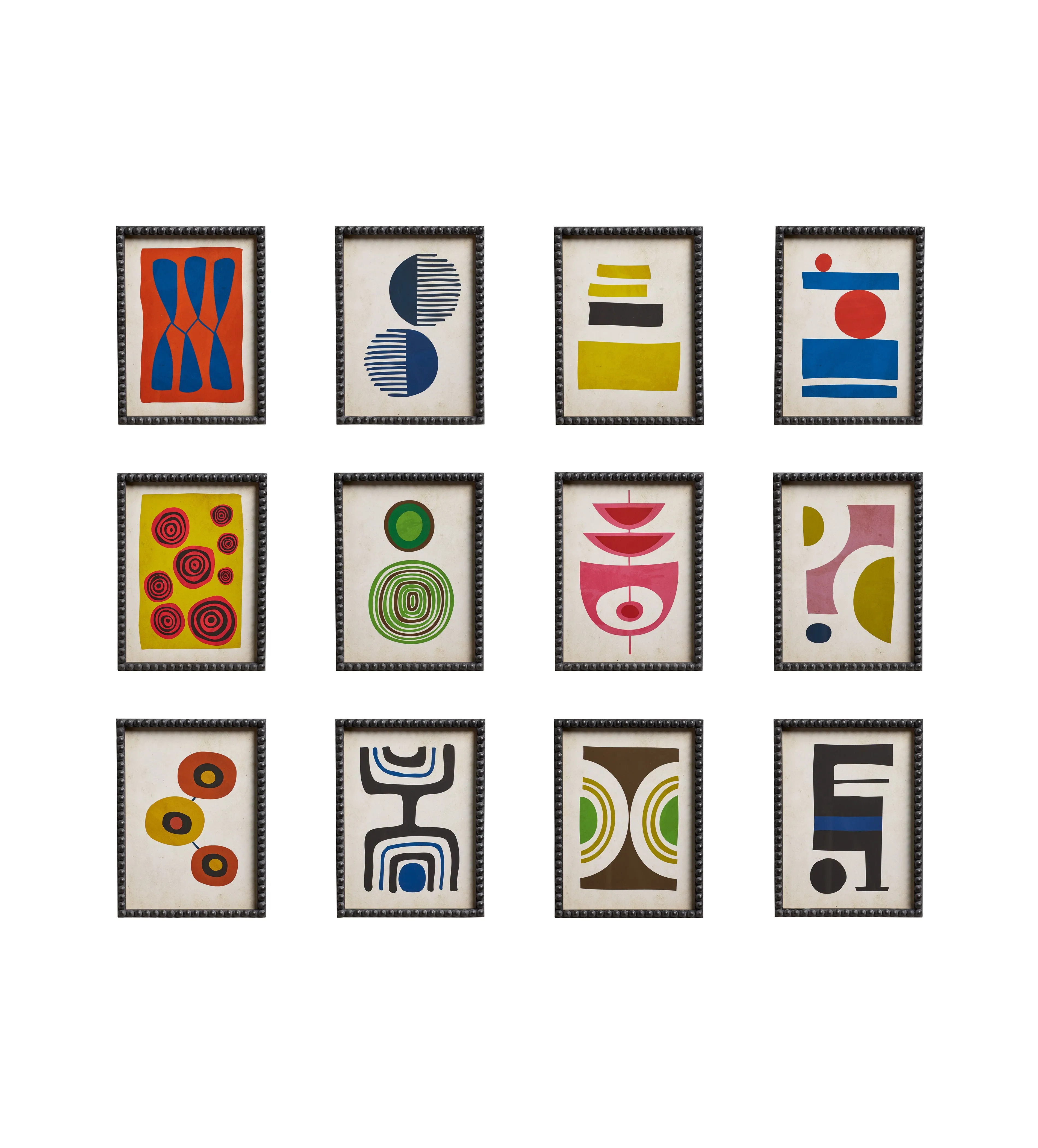 Set of 12 Framed Abstract Prints - Multi, Paper image