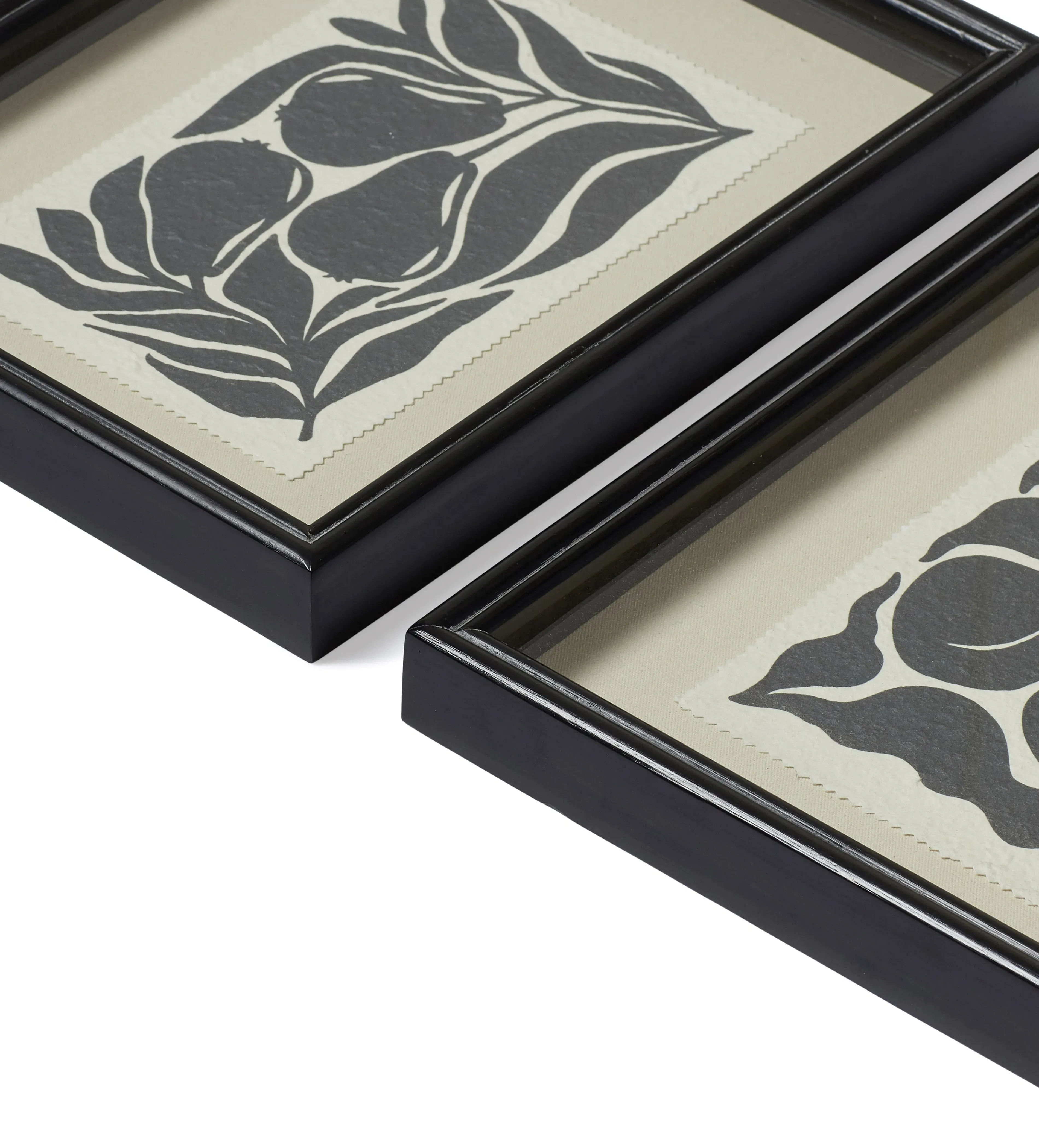 Set of 4 Framed Fruit Prints - Black, Paper