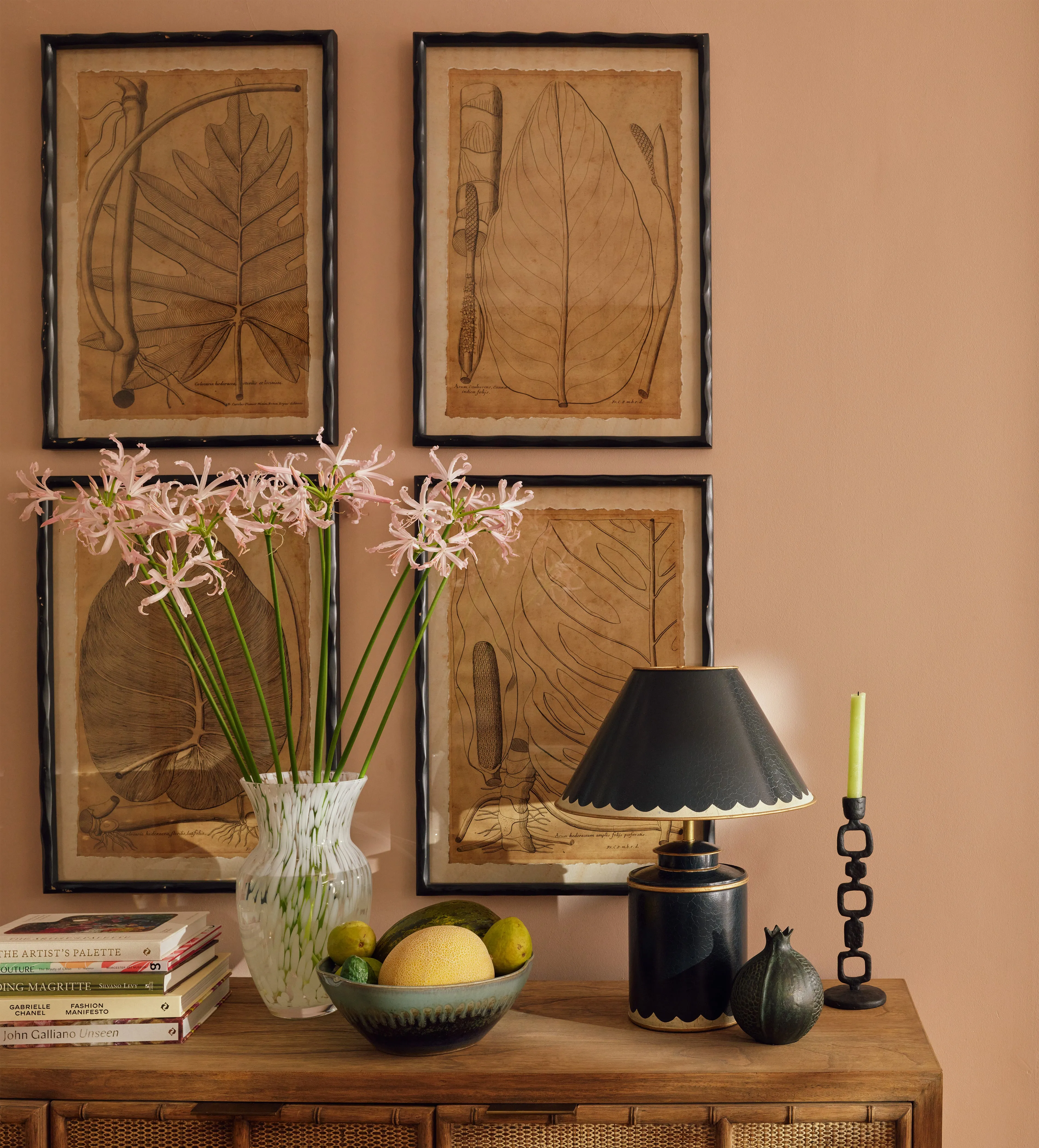 Set of 4 Framed Leaf Prints - Natural, Paper