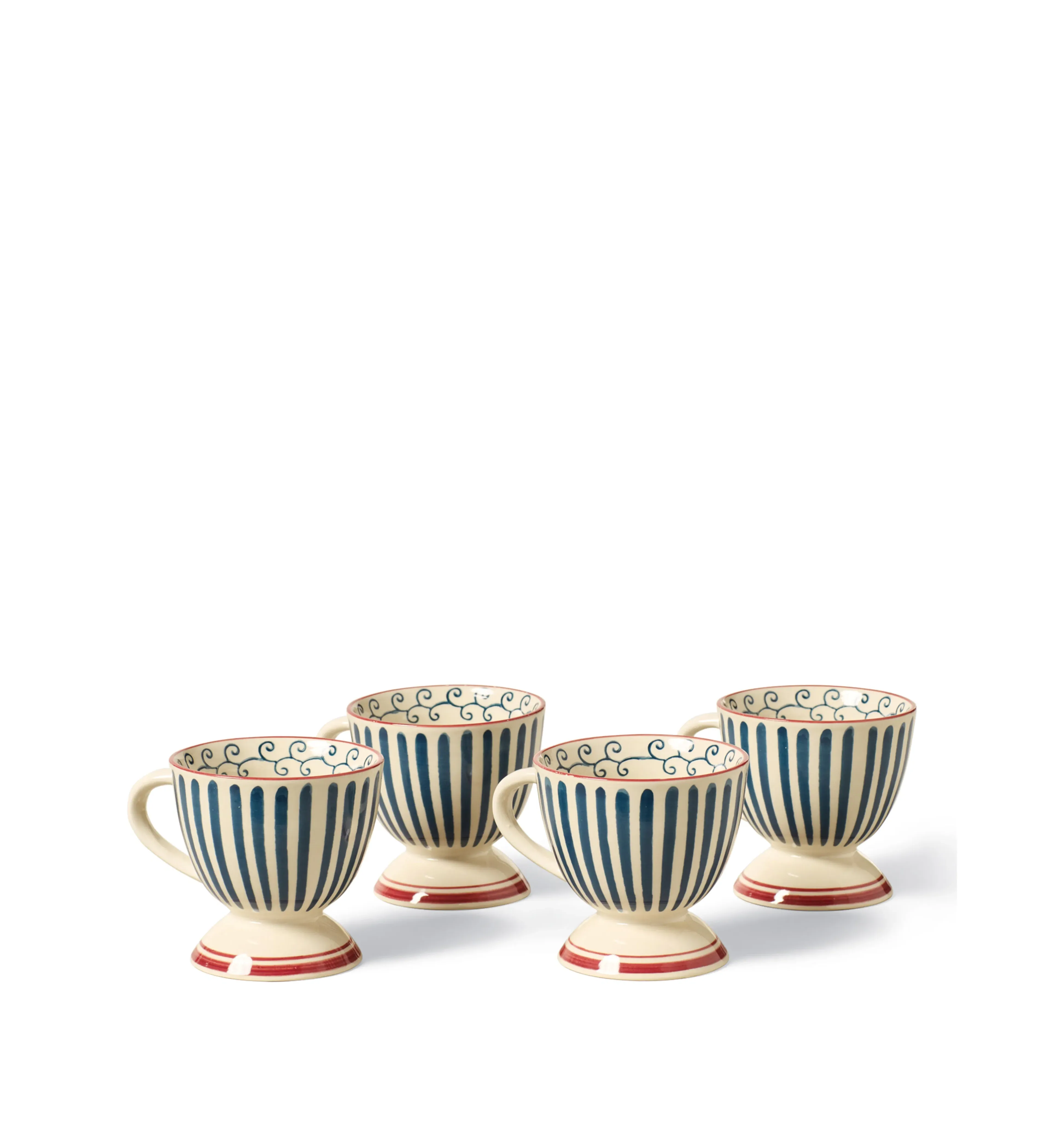 Set of 4 Mugs Hand-Painted - Indigo, China