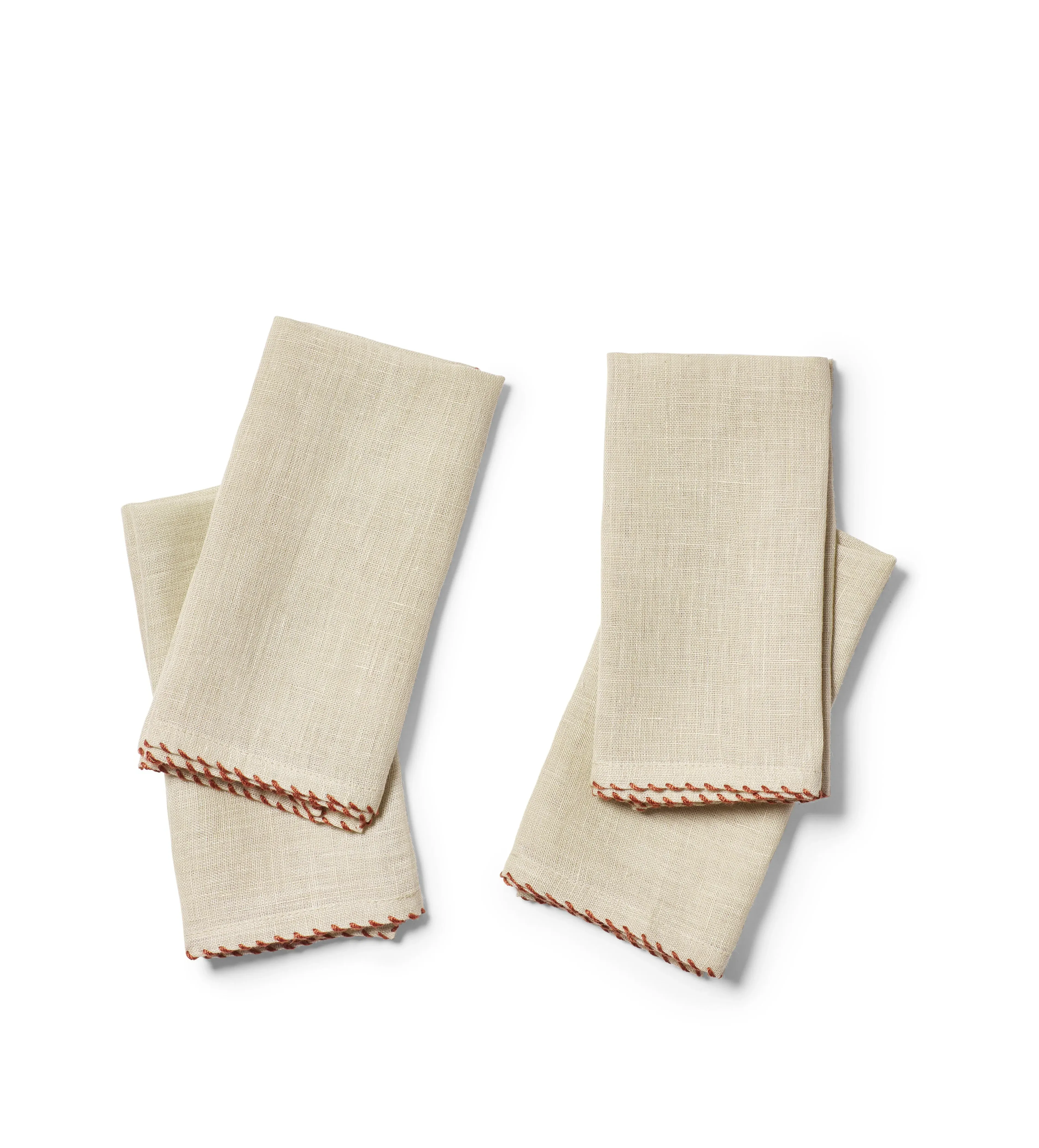 Set of 4 Napkins with Embroidery - Putty, Linen image