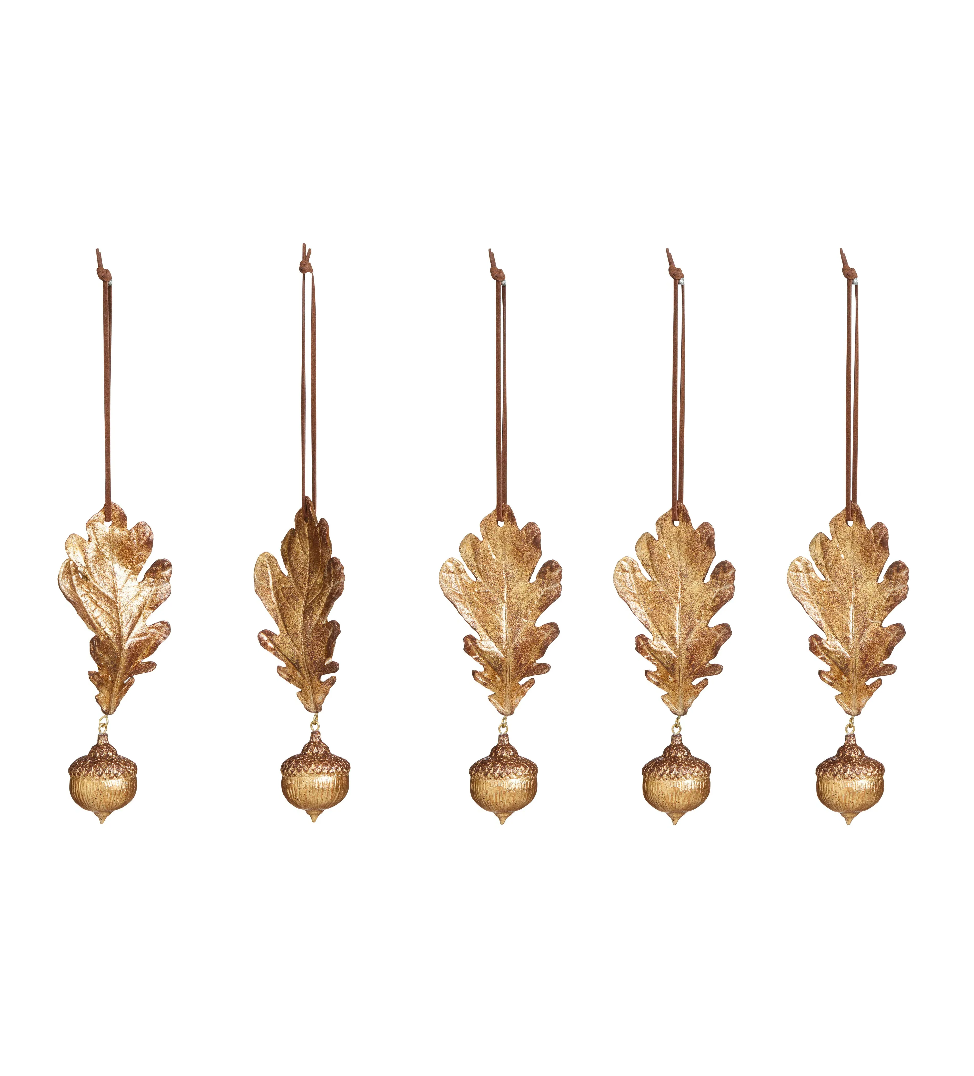 Set of 5 Hanging Acorns - Gold Decoration image