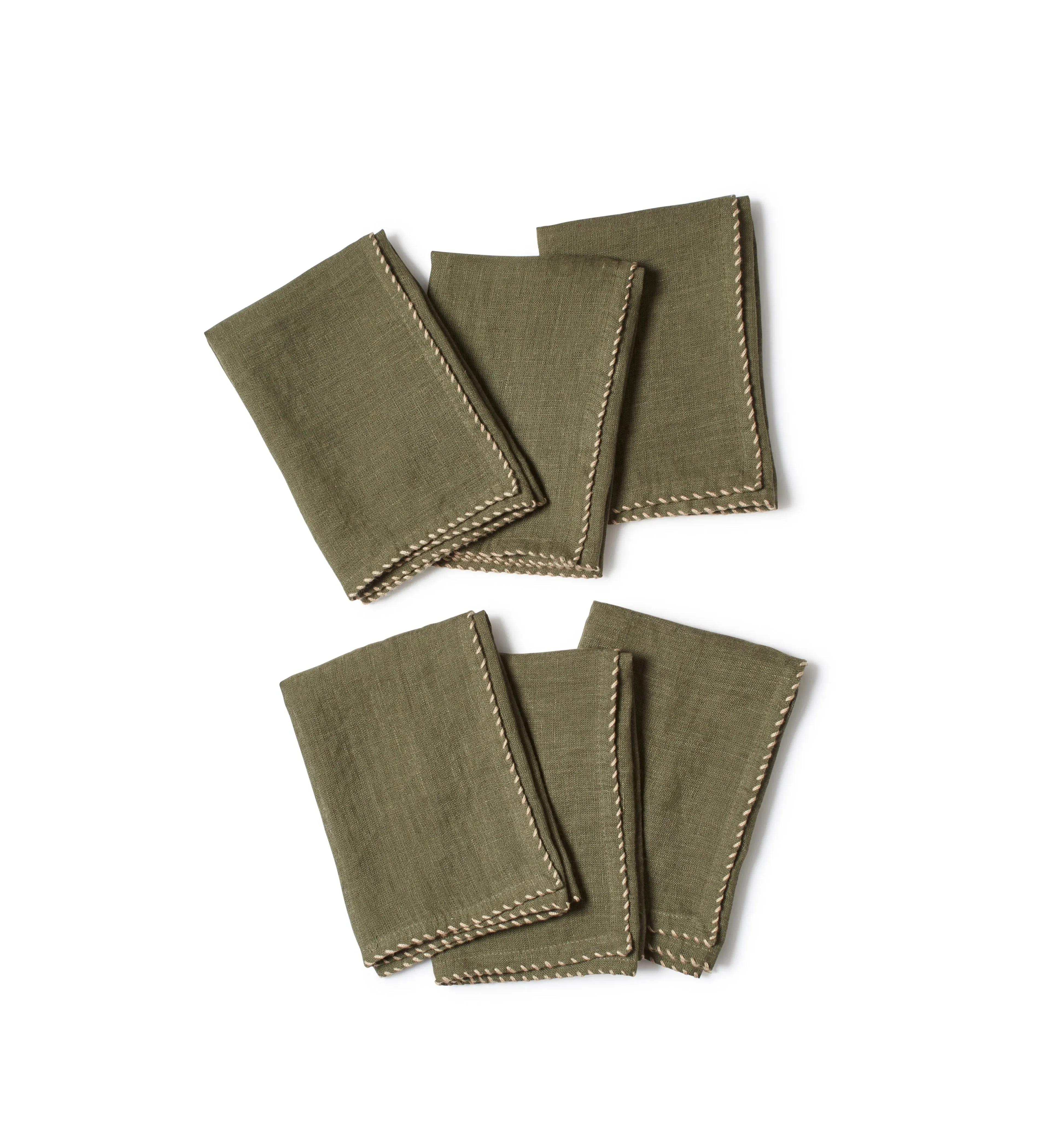 Set of 6 Napkins with Embroidery - Spruce, Linen image