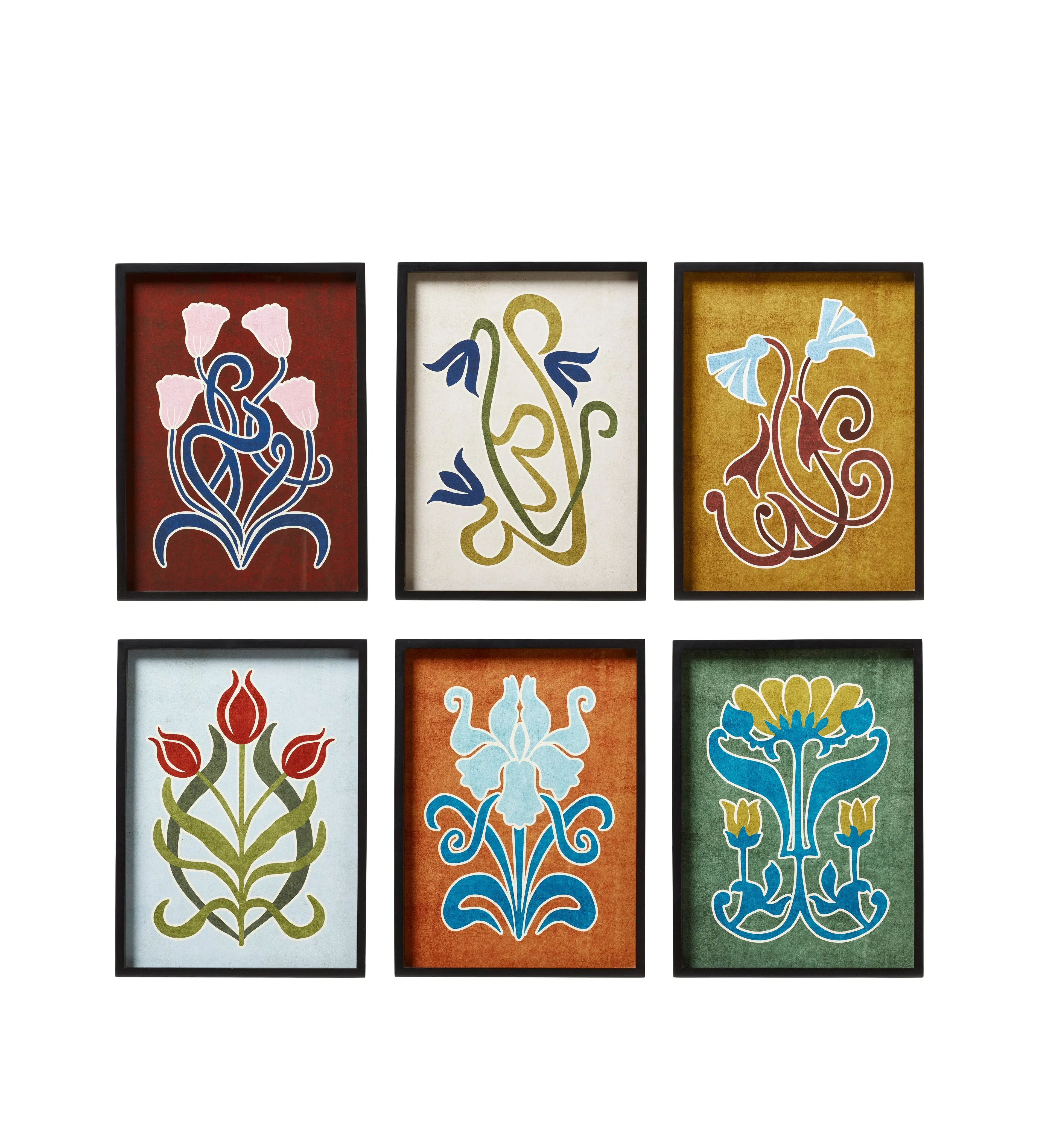Set of 6 Wall Prints - Blossom, Abstract Floral image