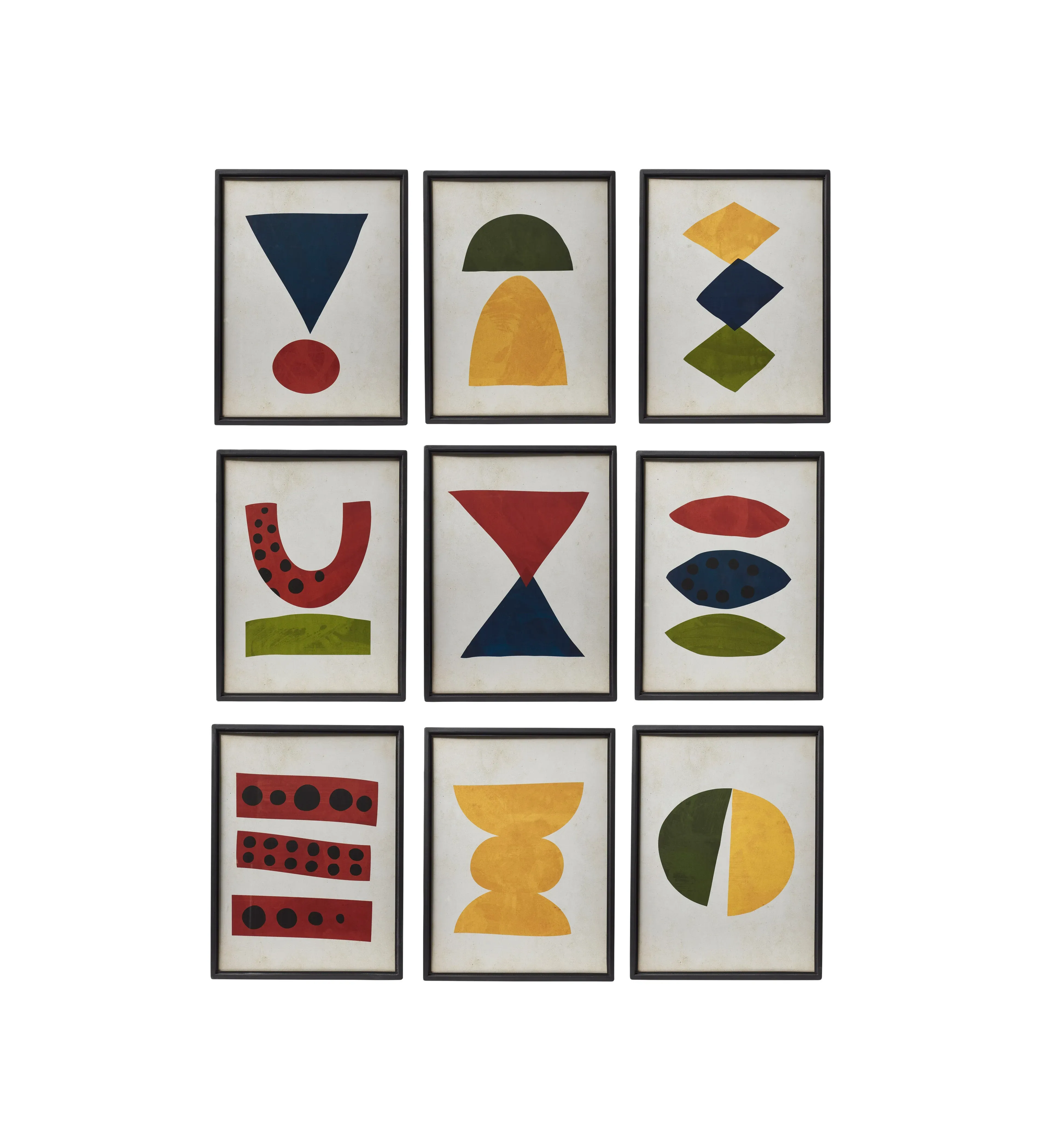 Set of 9 Wall Prints Abstract - Polychromatic image