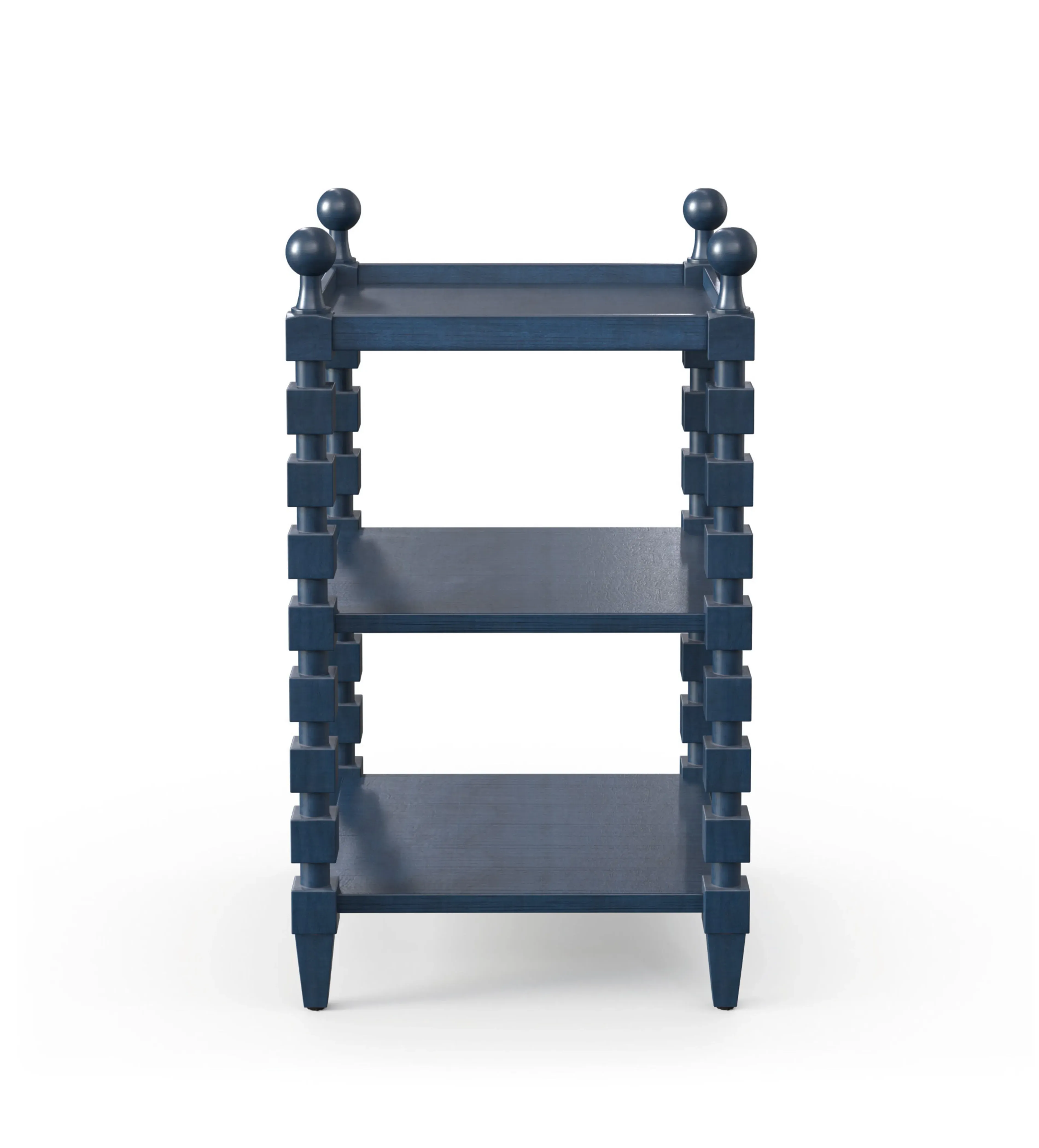 Side Table with Block Legs - Blue, Mango Wood image