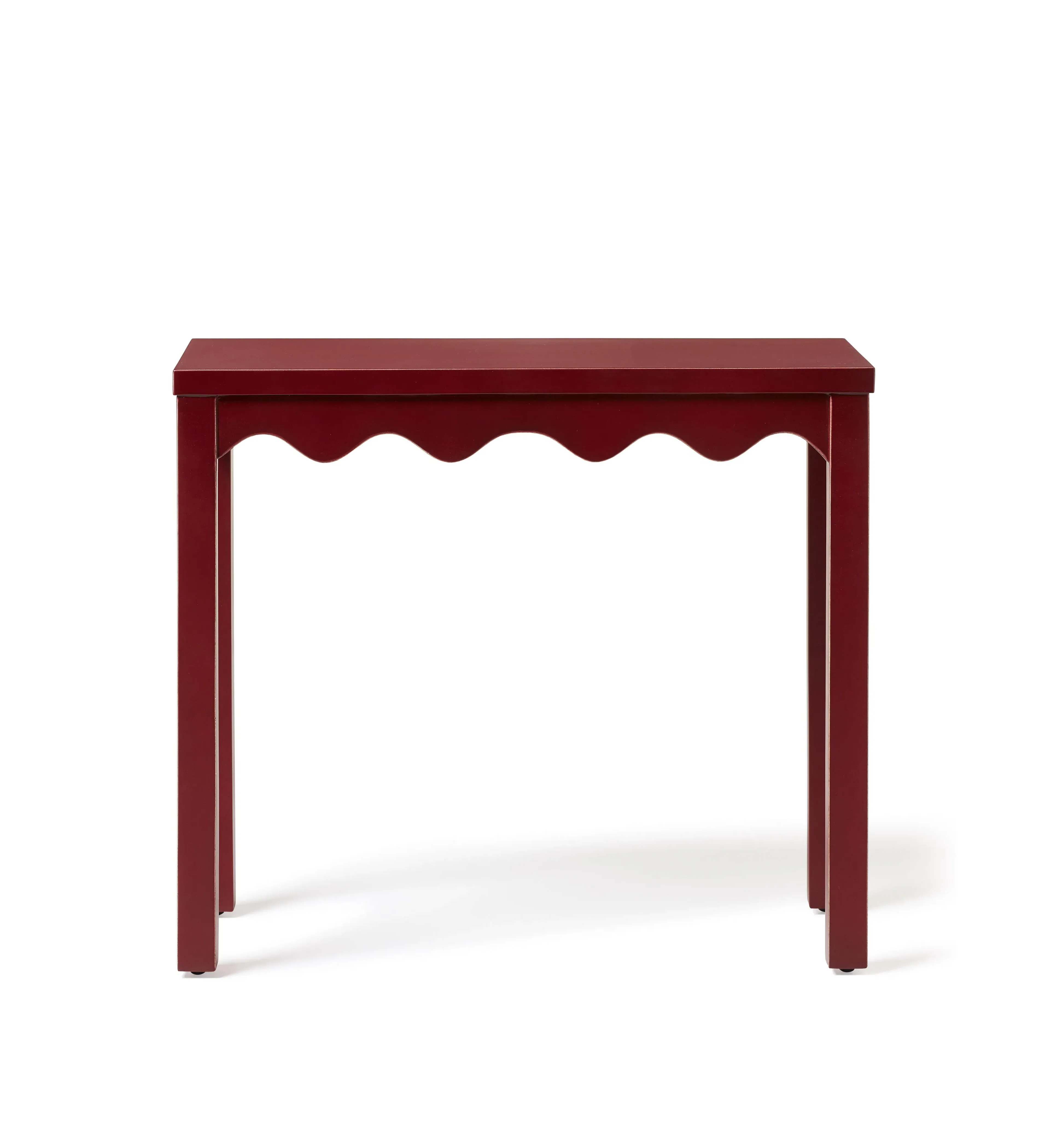 Side Table with Carved Edge - Red, Mango Wood