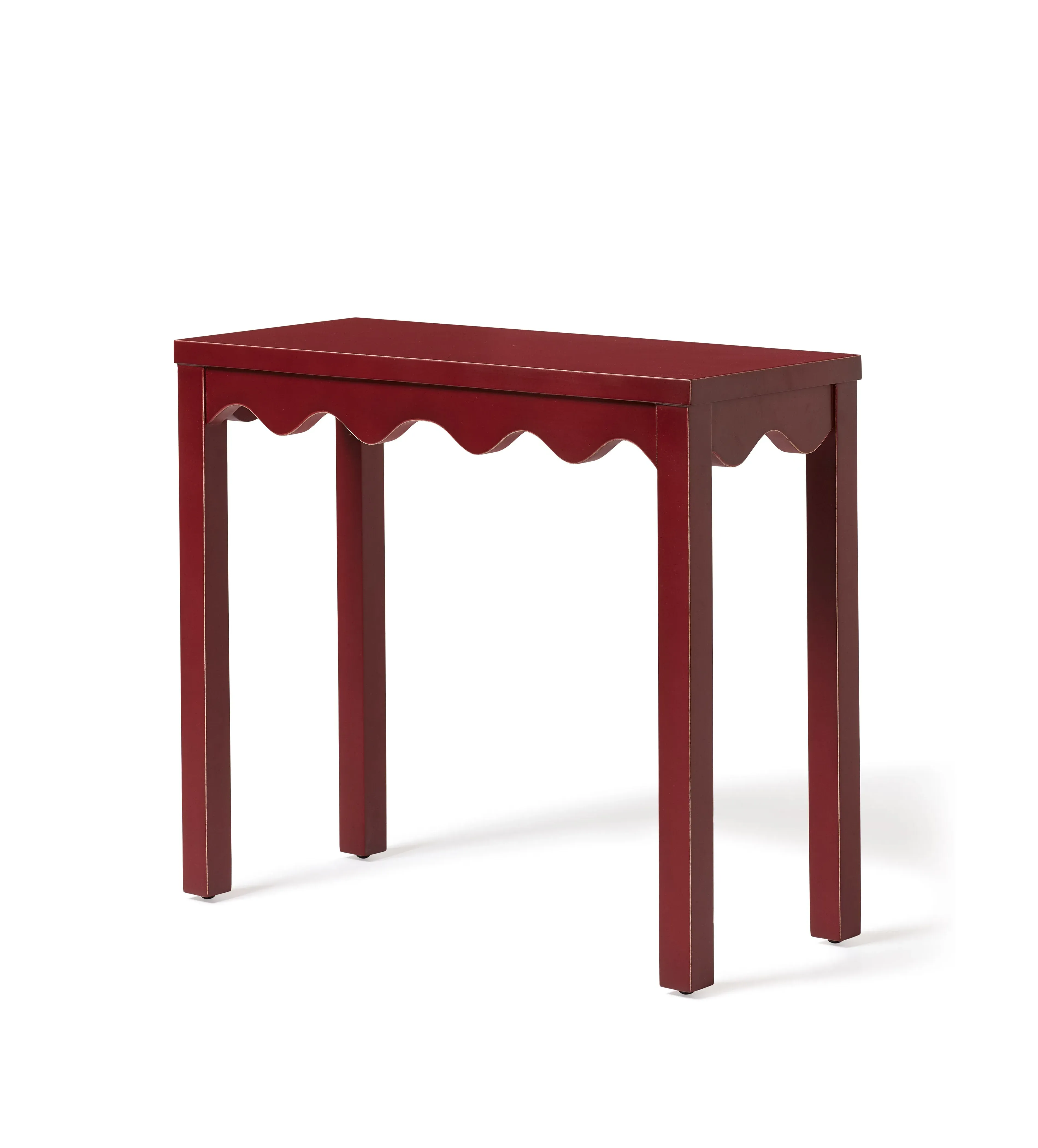 Side Table with Carved Edge - Red, Mango Wood image