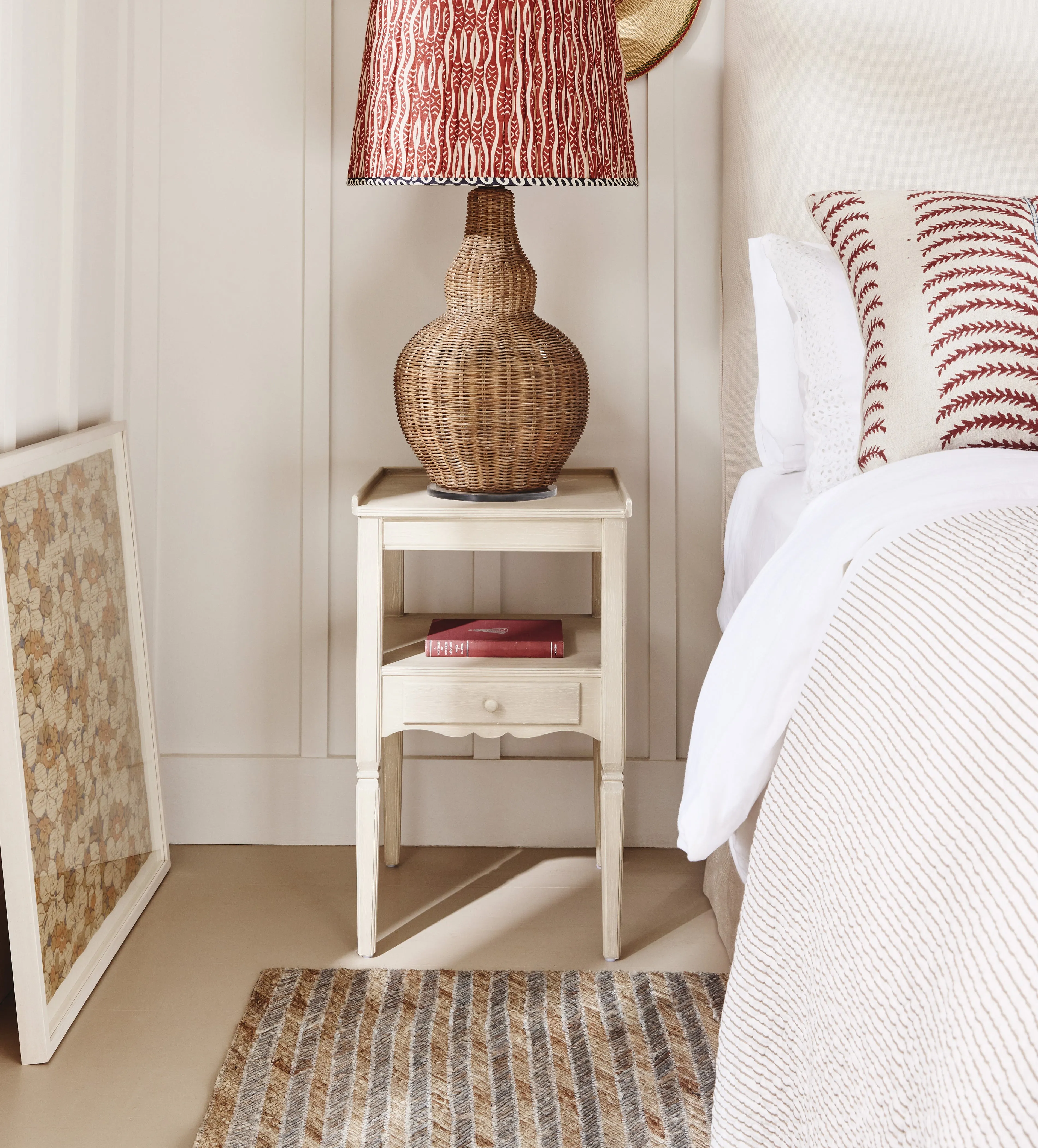 Side Table with Drawer - Linen Grey, Wood