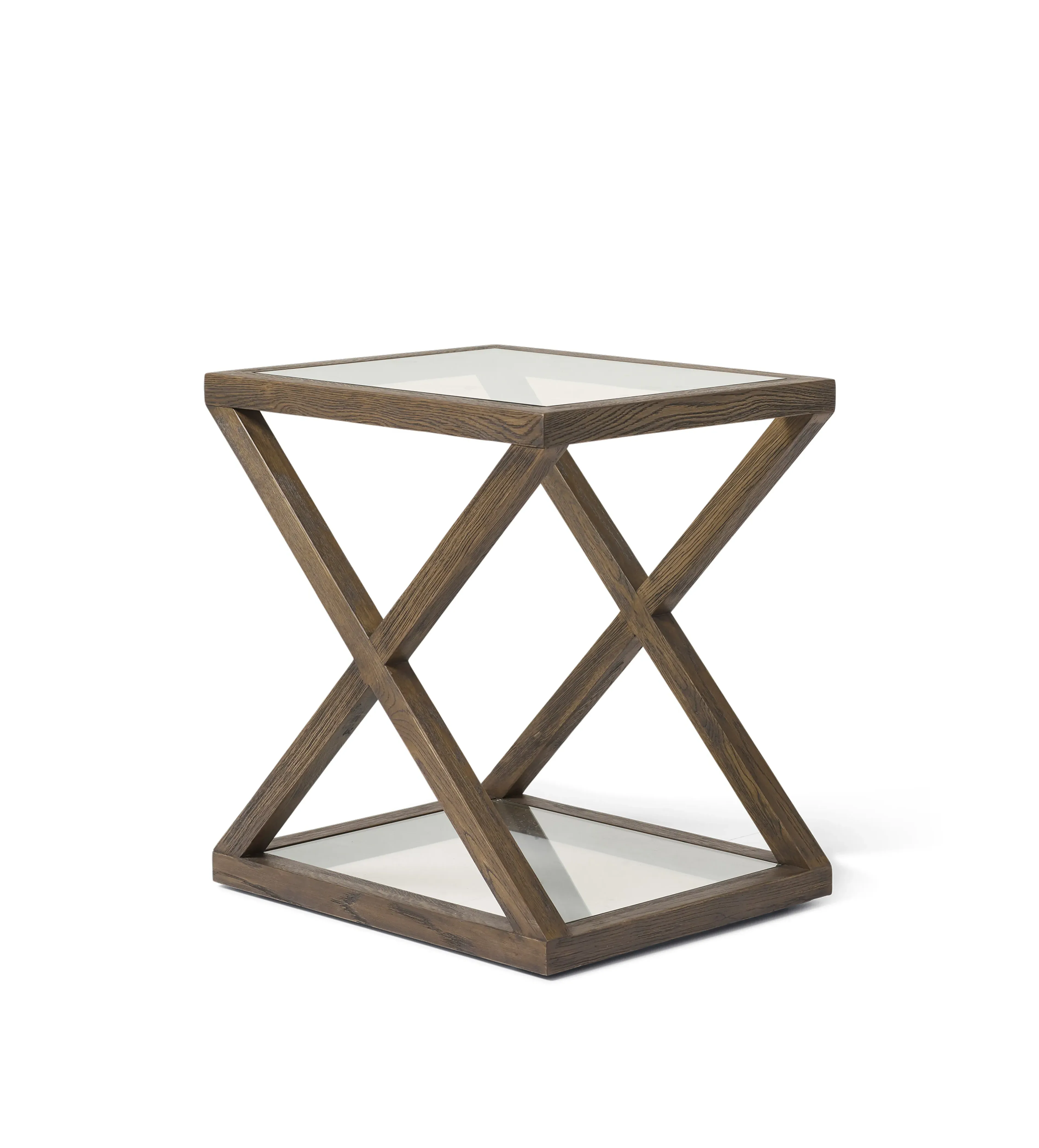 Side Table with Glass Top - Espresso, Oak image