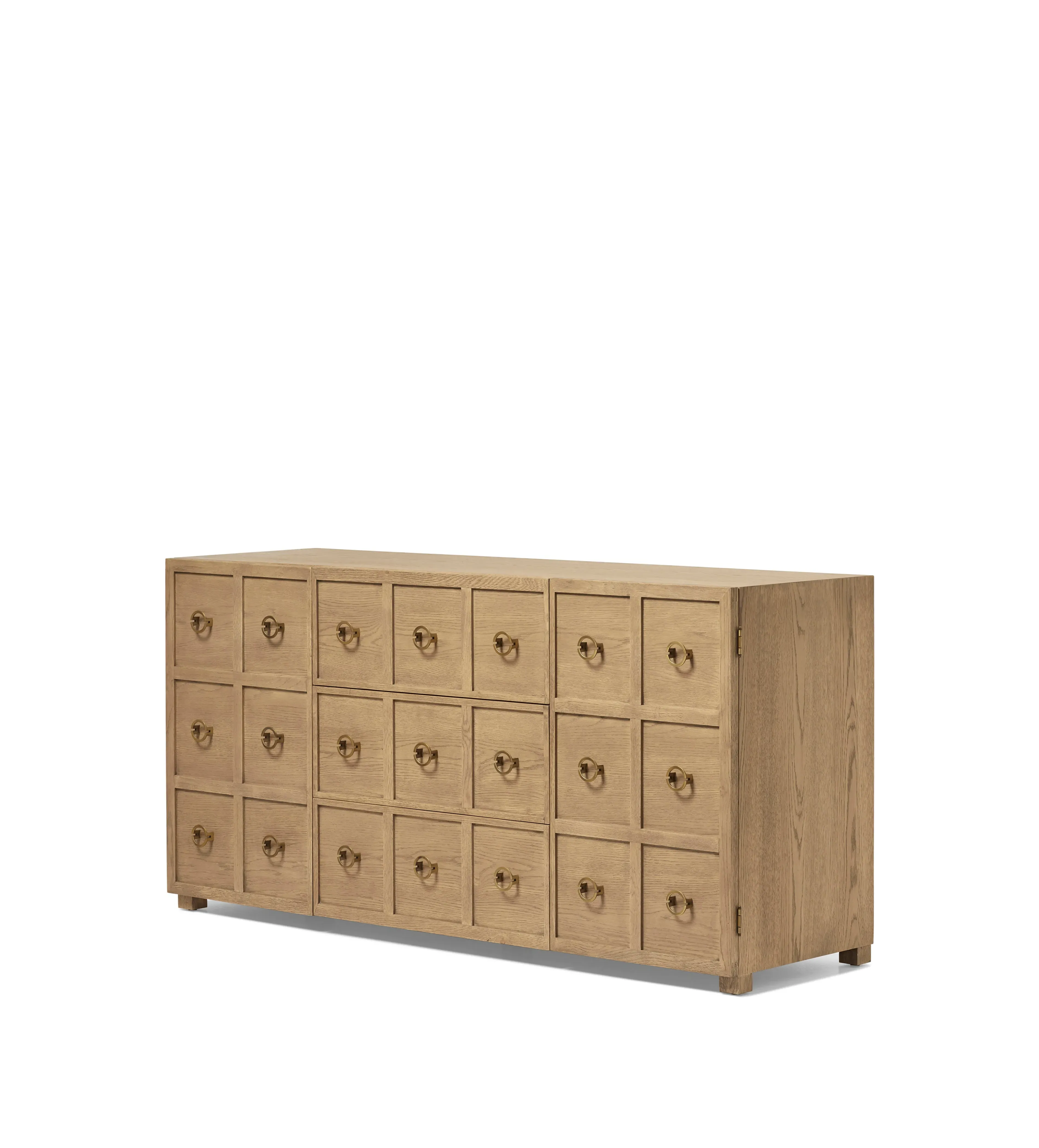Sideboard with Brass Accents - Weathered Oak