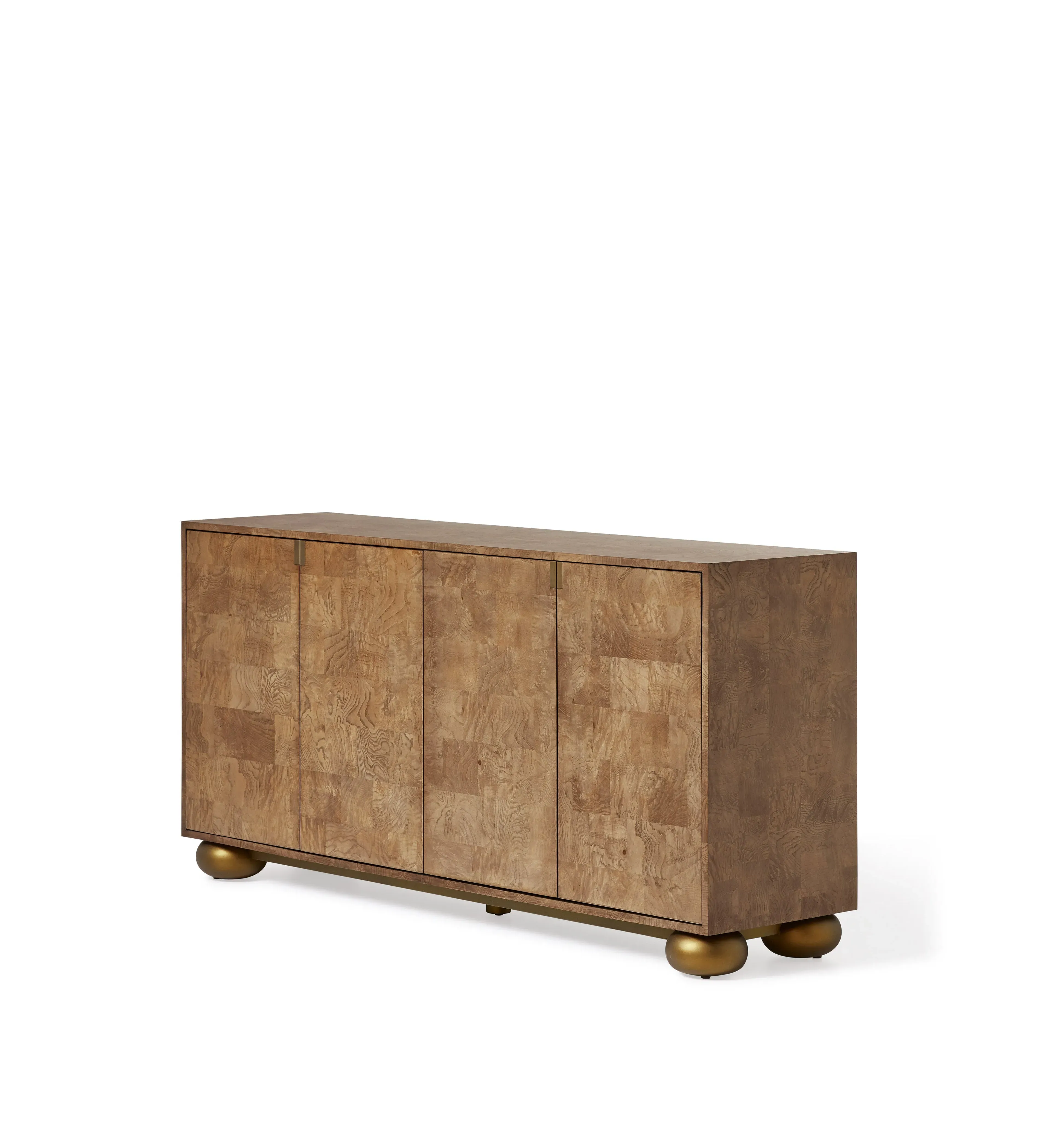 Sideboard with Gold Accents - Warm Burl Wood