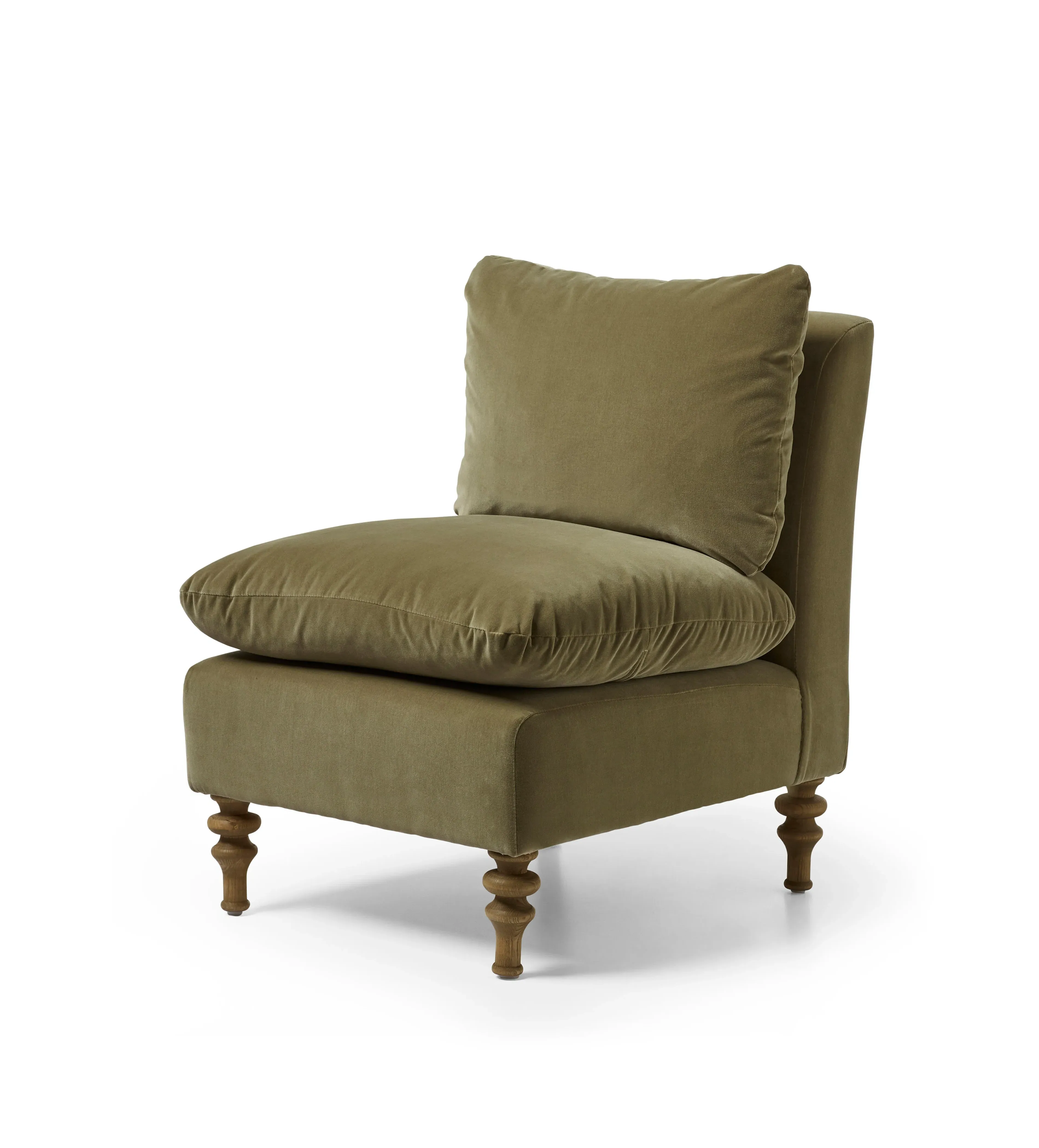Slipper Chair with Removable Covers - Green, Velvet image