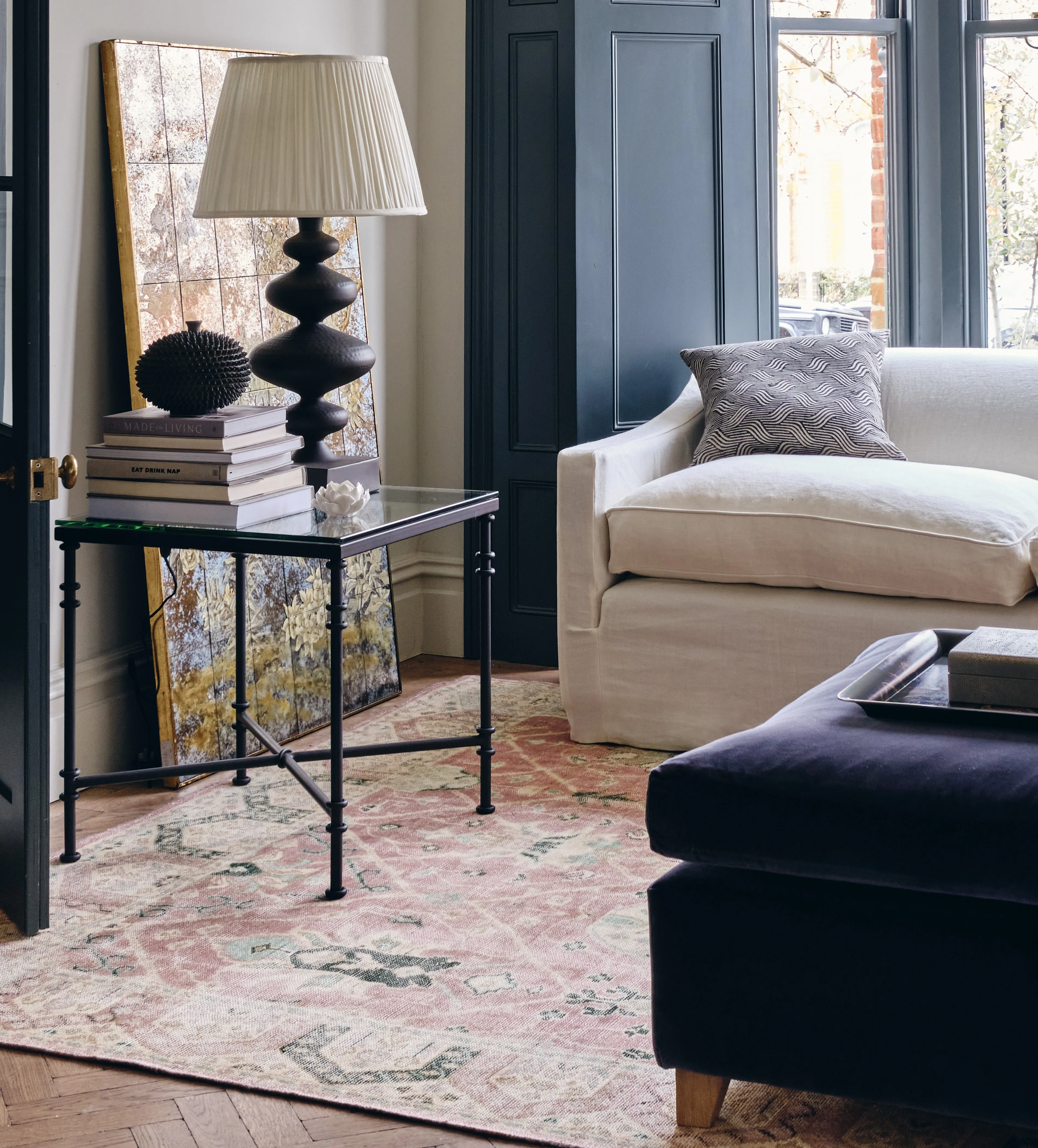 Small Coffee Table - Black, Metal & Glass