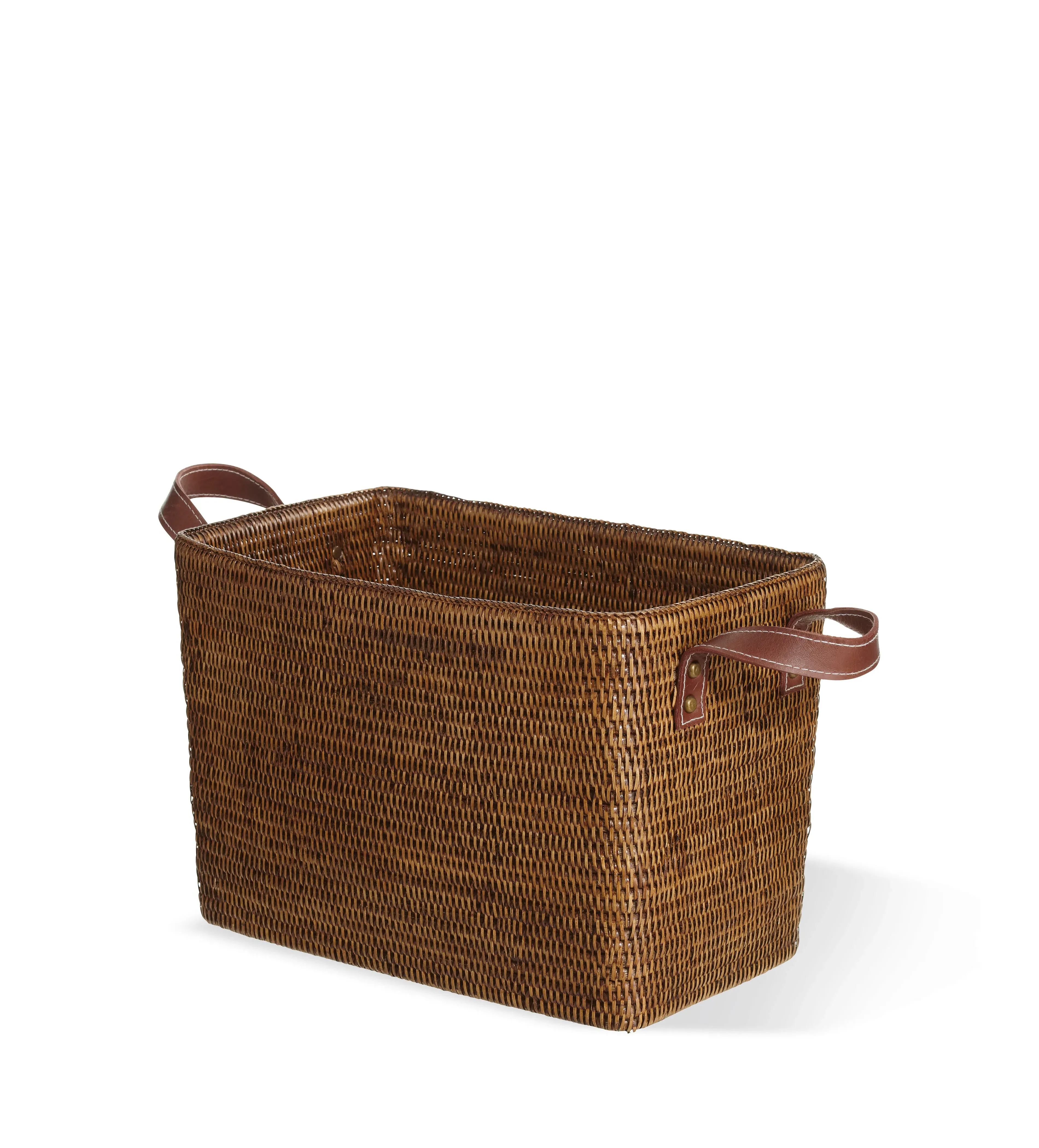 Small Storage Basket with Handles - Brown, Rattan image