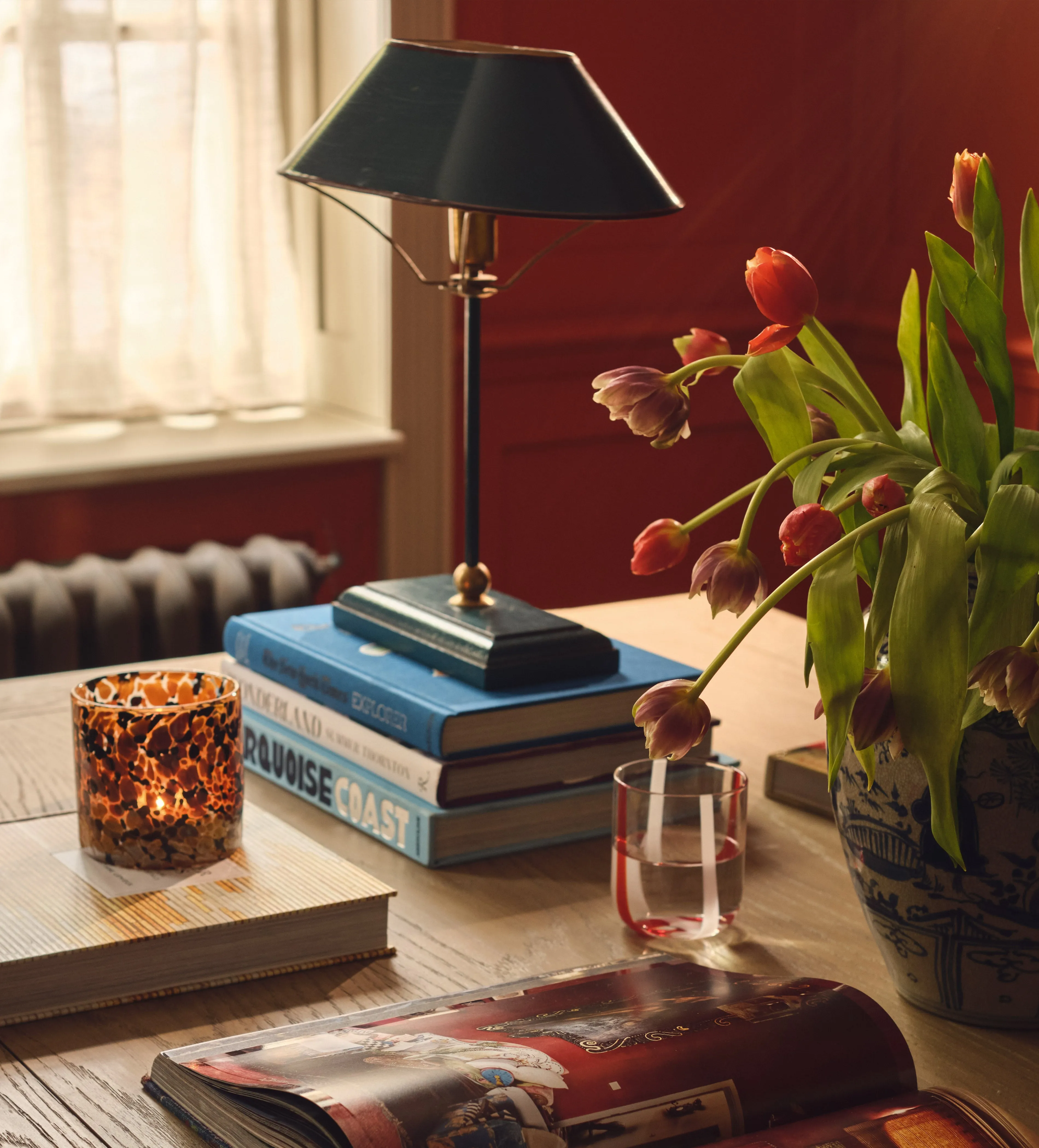 Small Table Lamp with Shade - Petrol, Metal