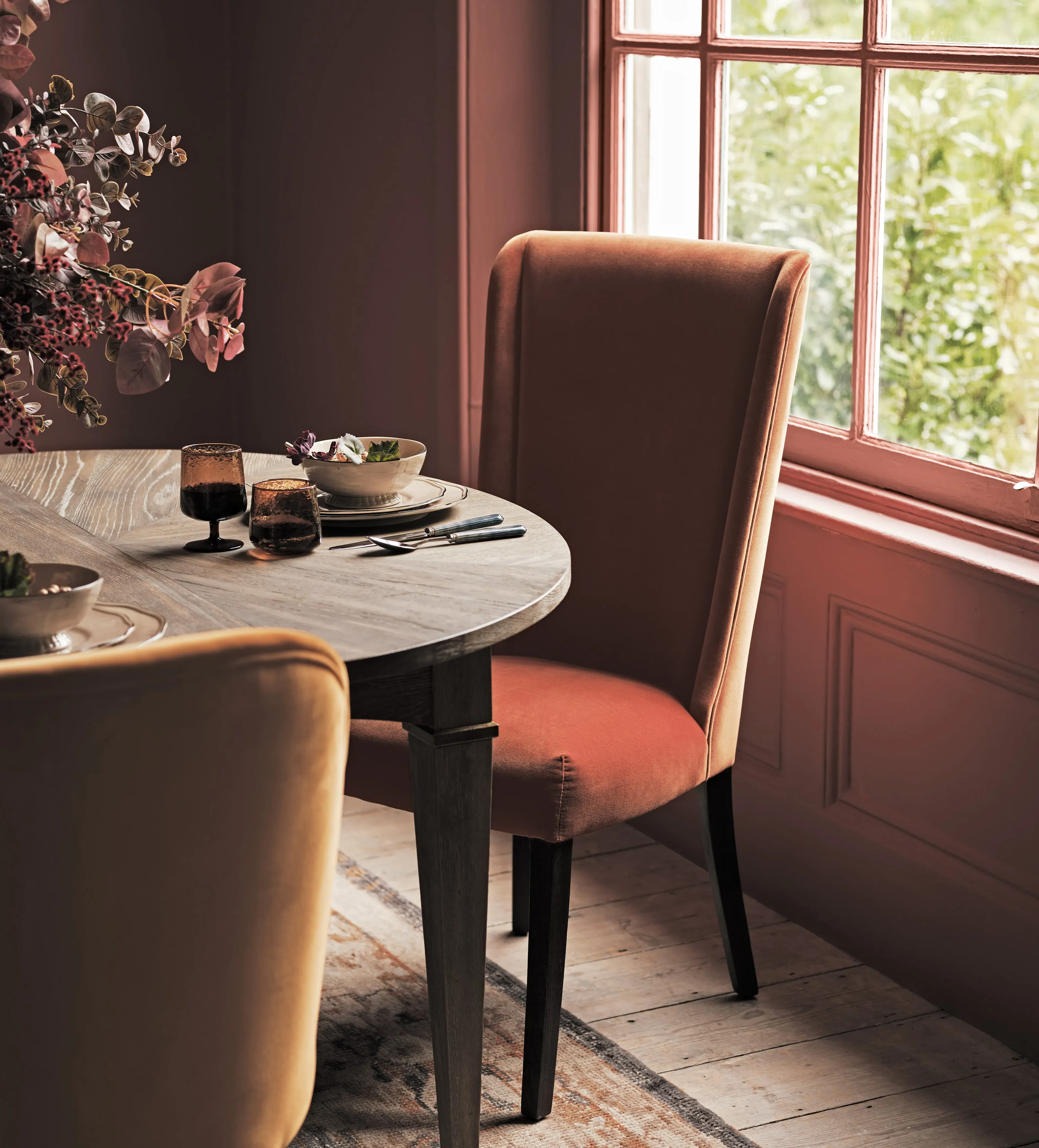 Spencer Dining Chair - Dirty Orange, Velvet