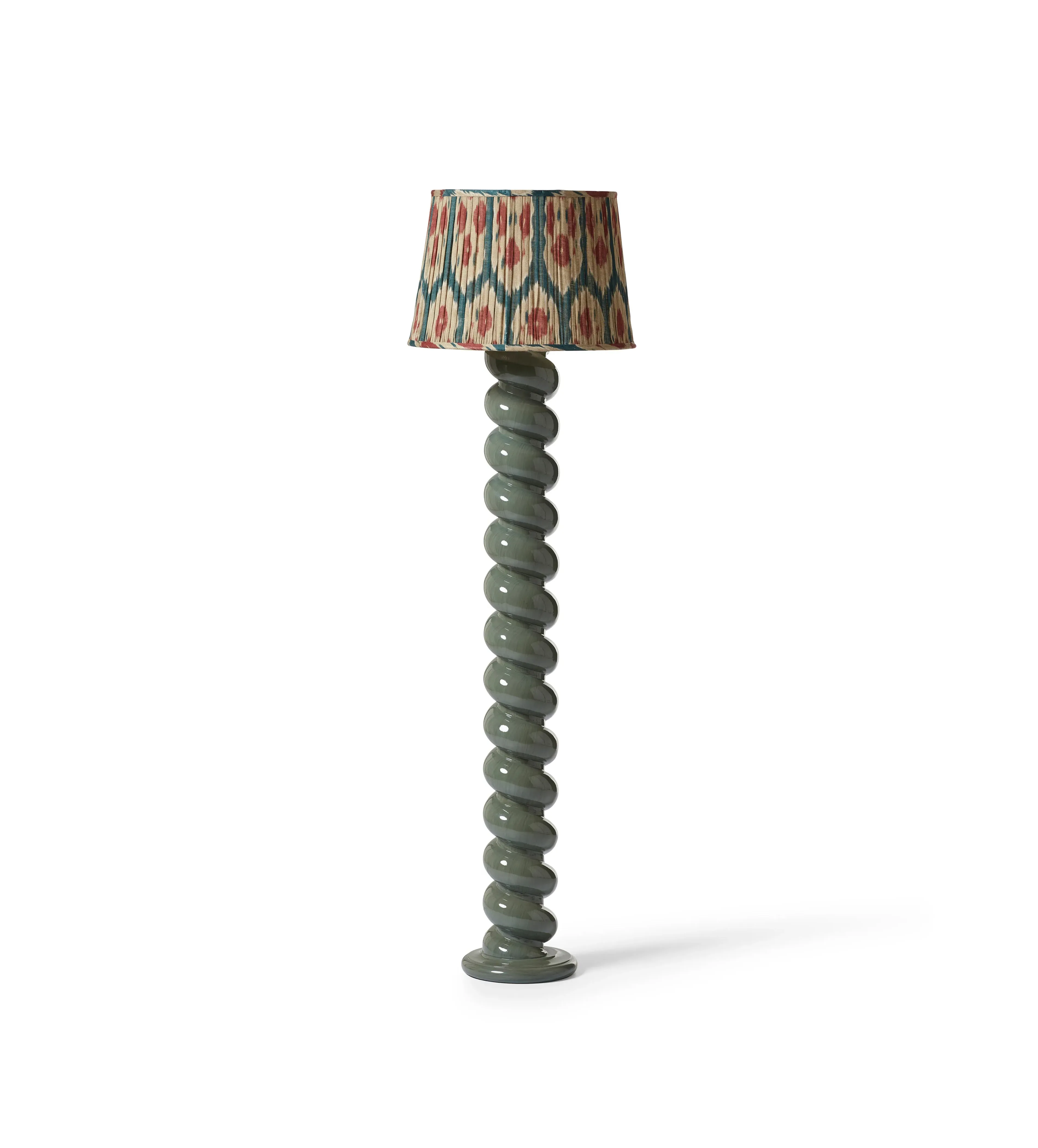 Spiral Floor Lamp Base - Seafoam, Mango Wood image