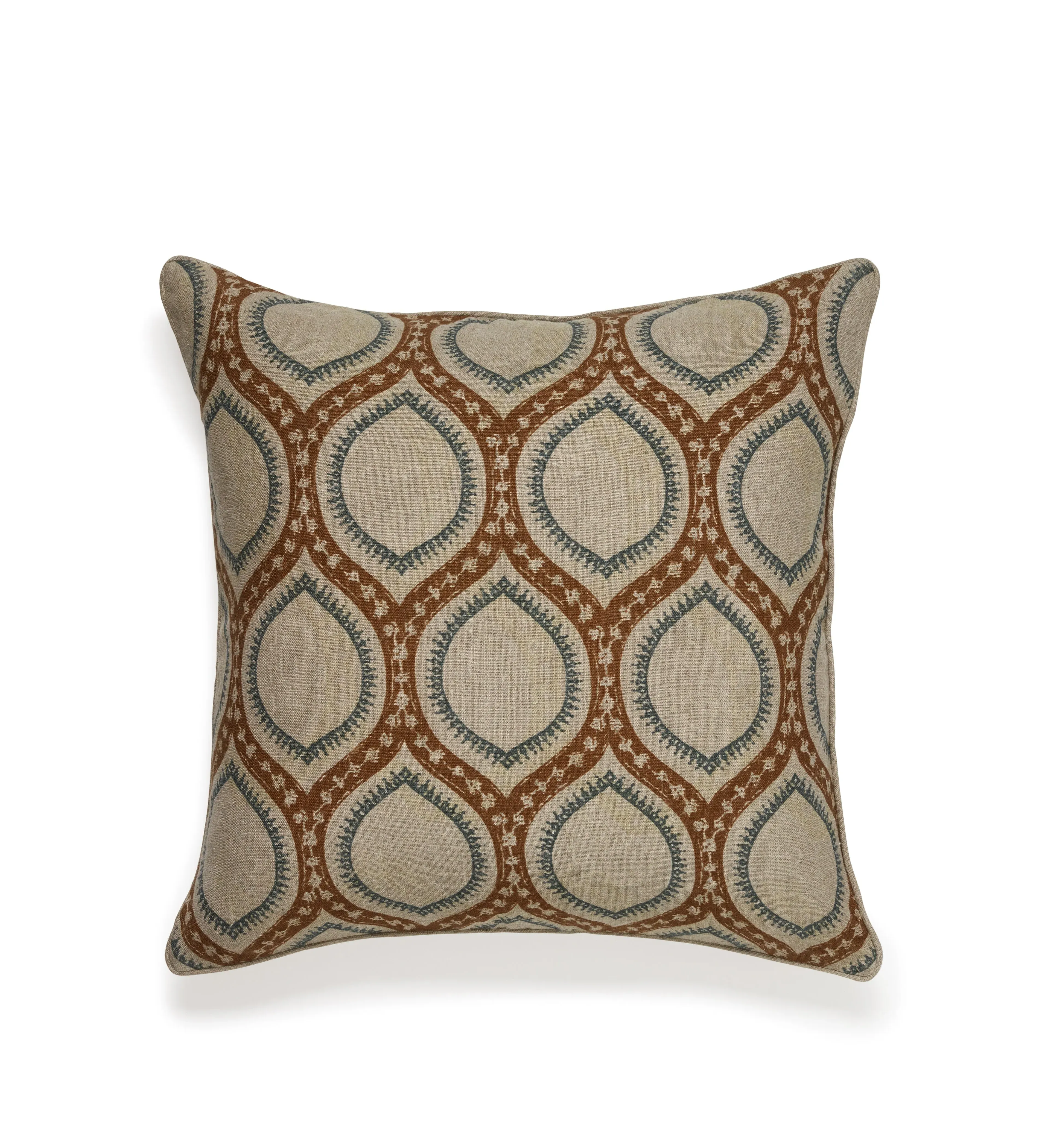 Square Cushion Cover - Burnt Orange/Air Force Blue