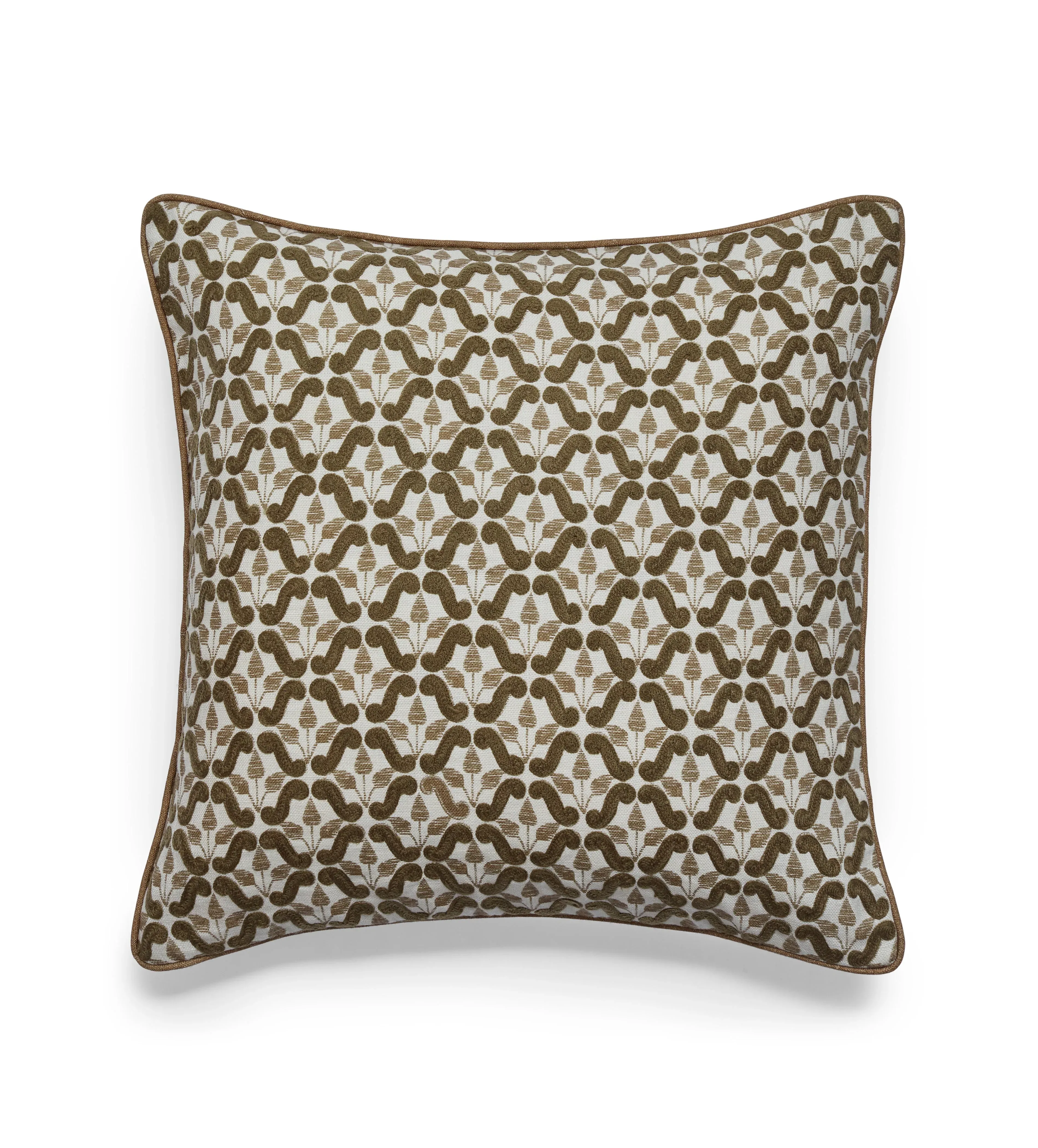 Square Cushion Cover with Embroidery - Fawn, Linen image