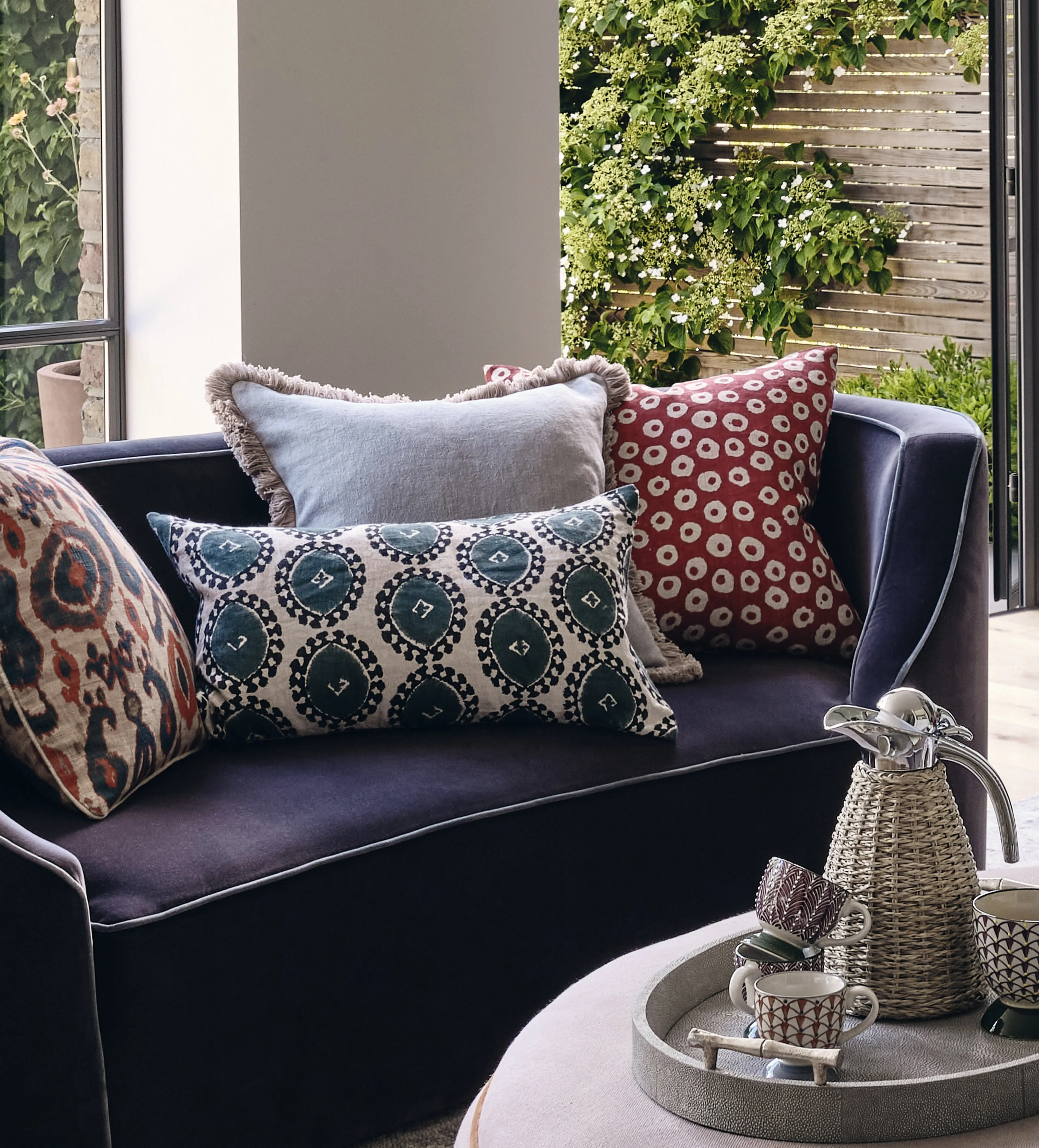 Square Cushion Cover with Fringing - Eau de Nil