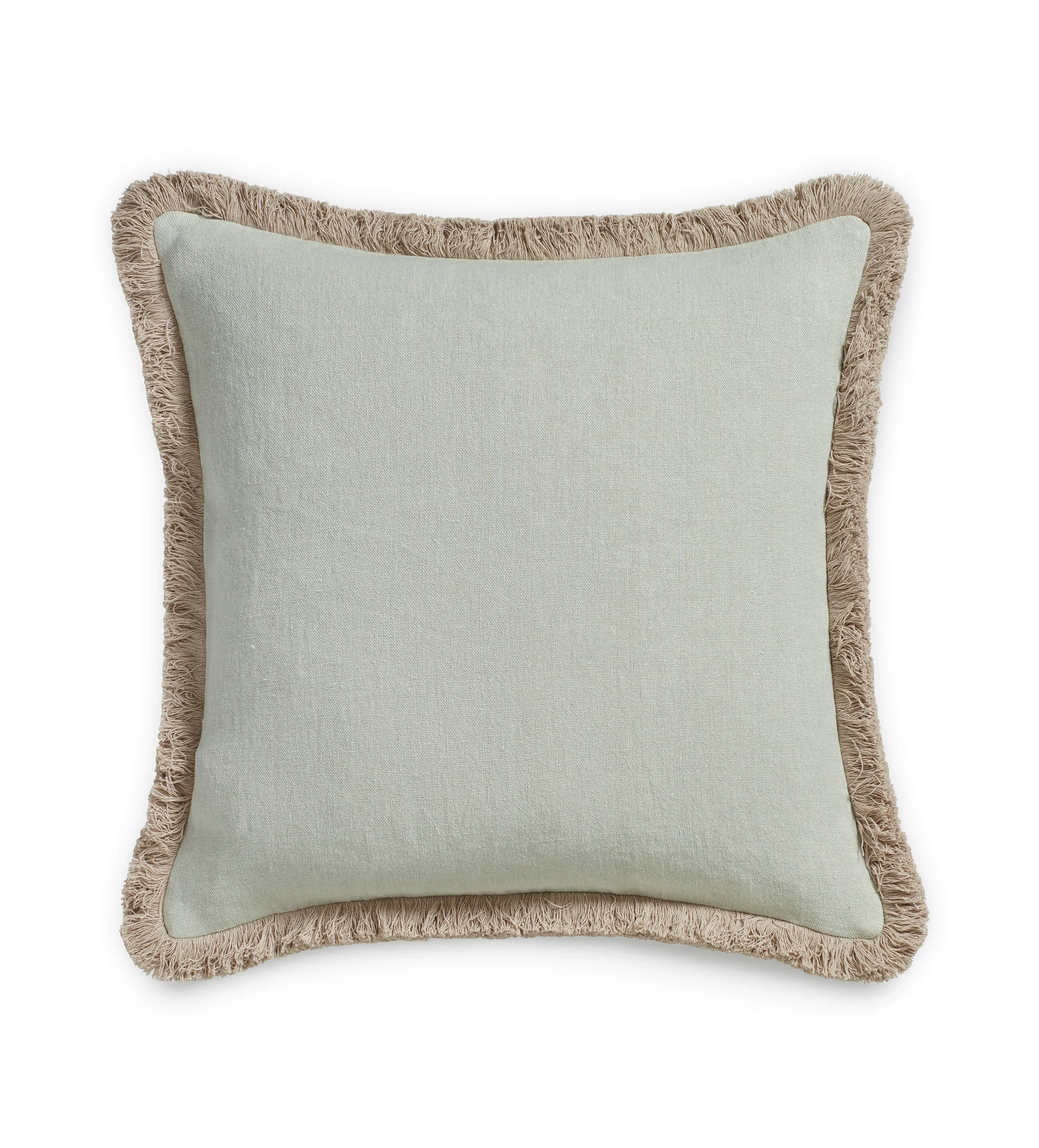 Square Cushion Cover with Fringing - Eau de Nil