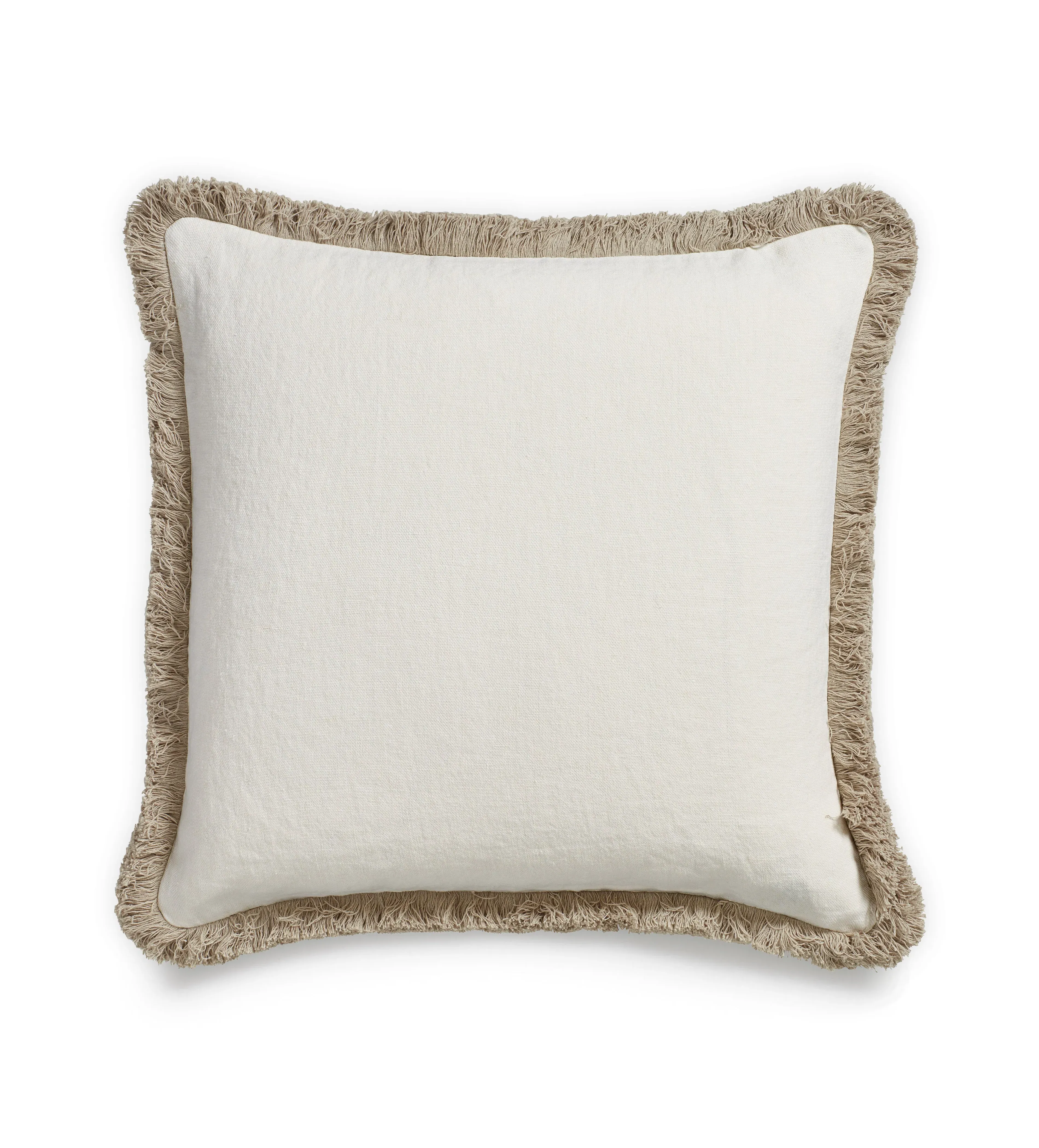 Square Cushion Cover with Fringing - Off-White