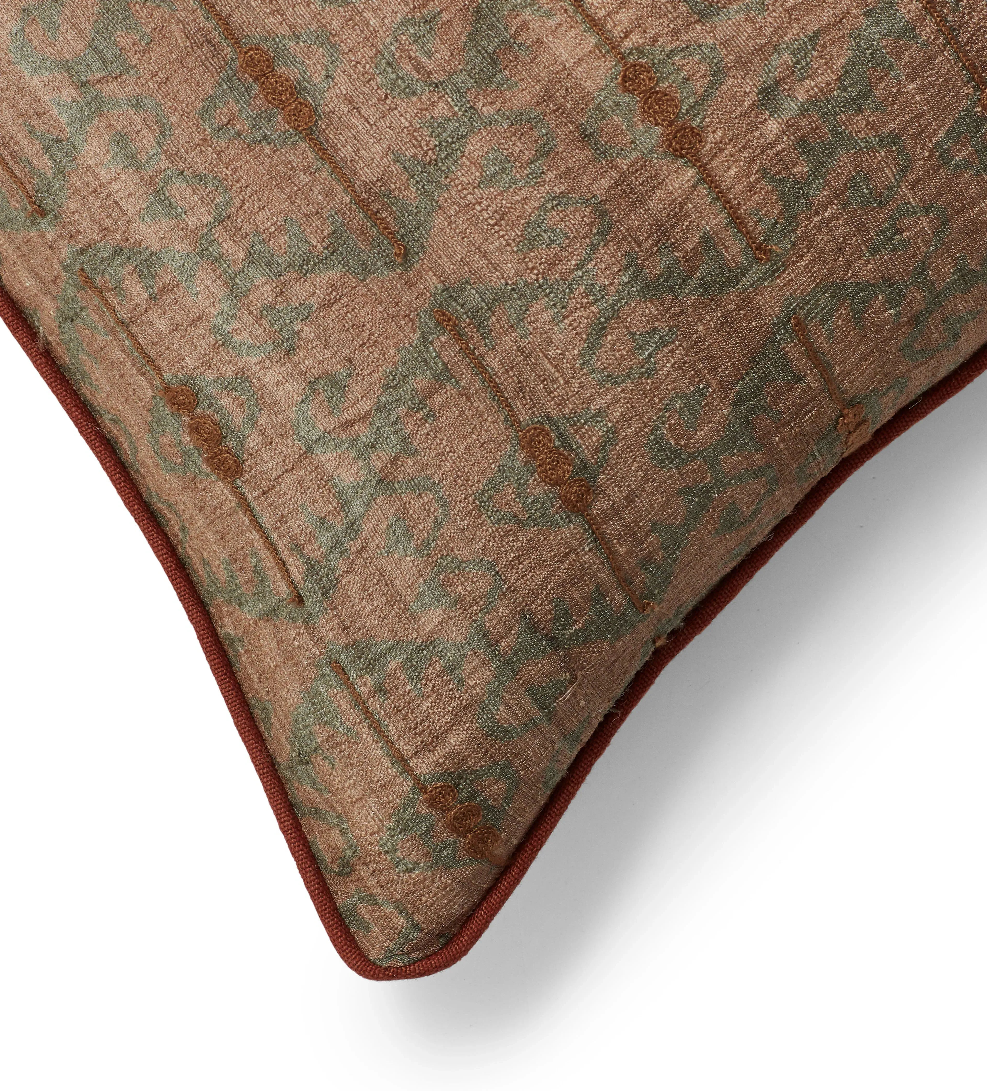 Square Cushion Cover with Piping - Red, Silk