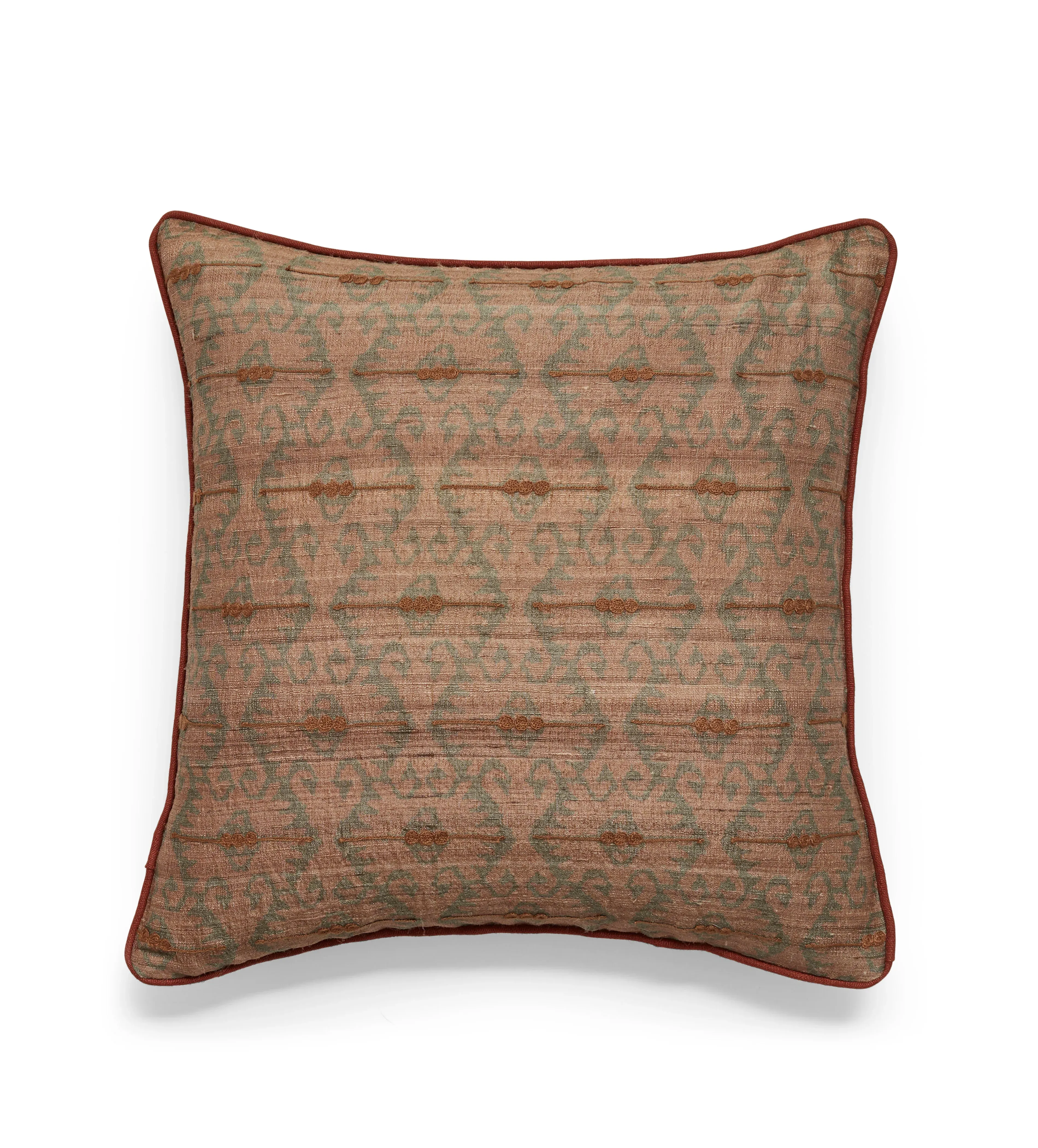 Square Cushion Cover with Piping - Red, Silk