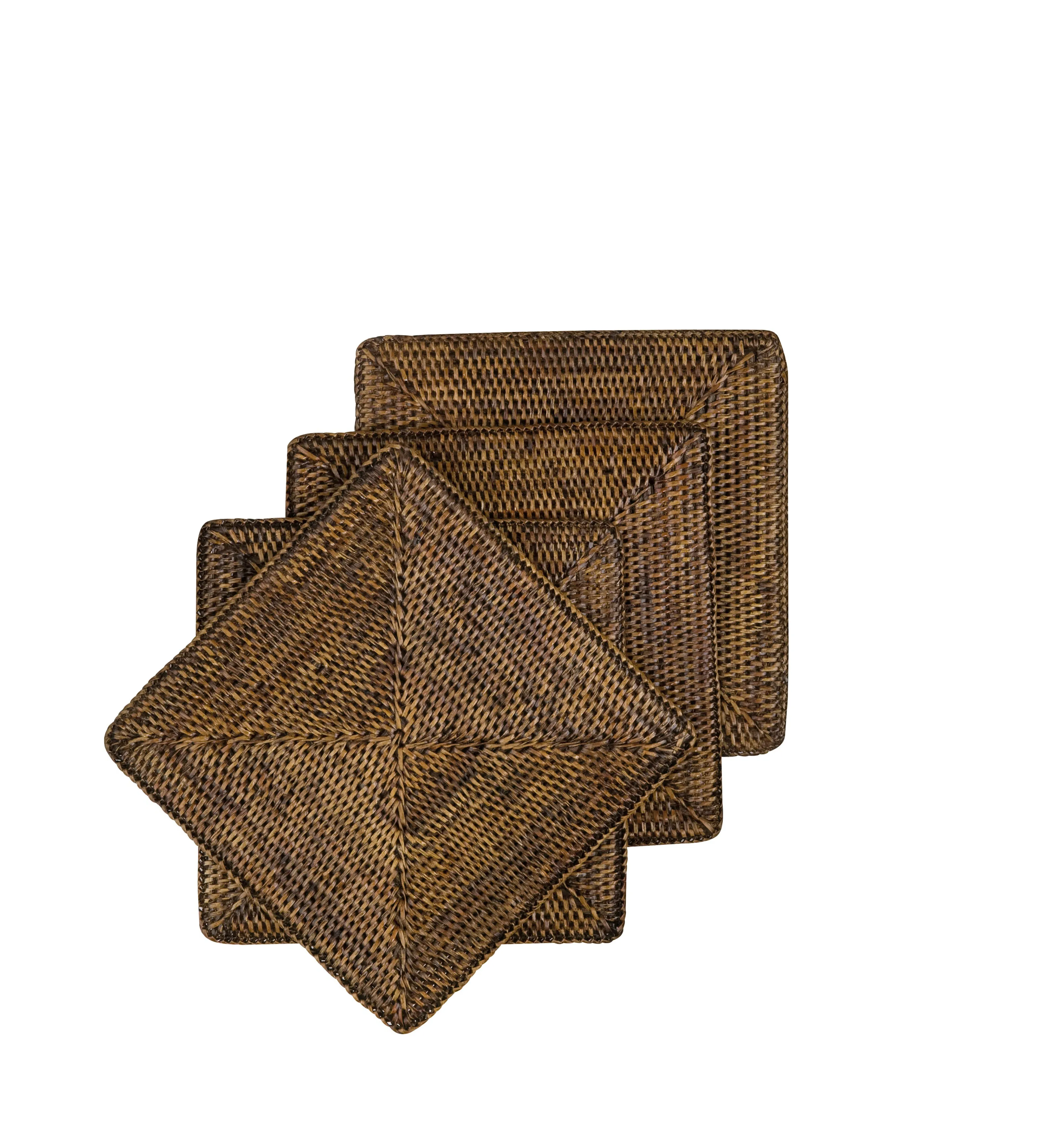 Square Placemat Set of 4 - Brown, Rattan image