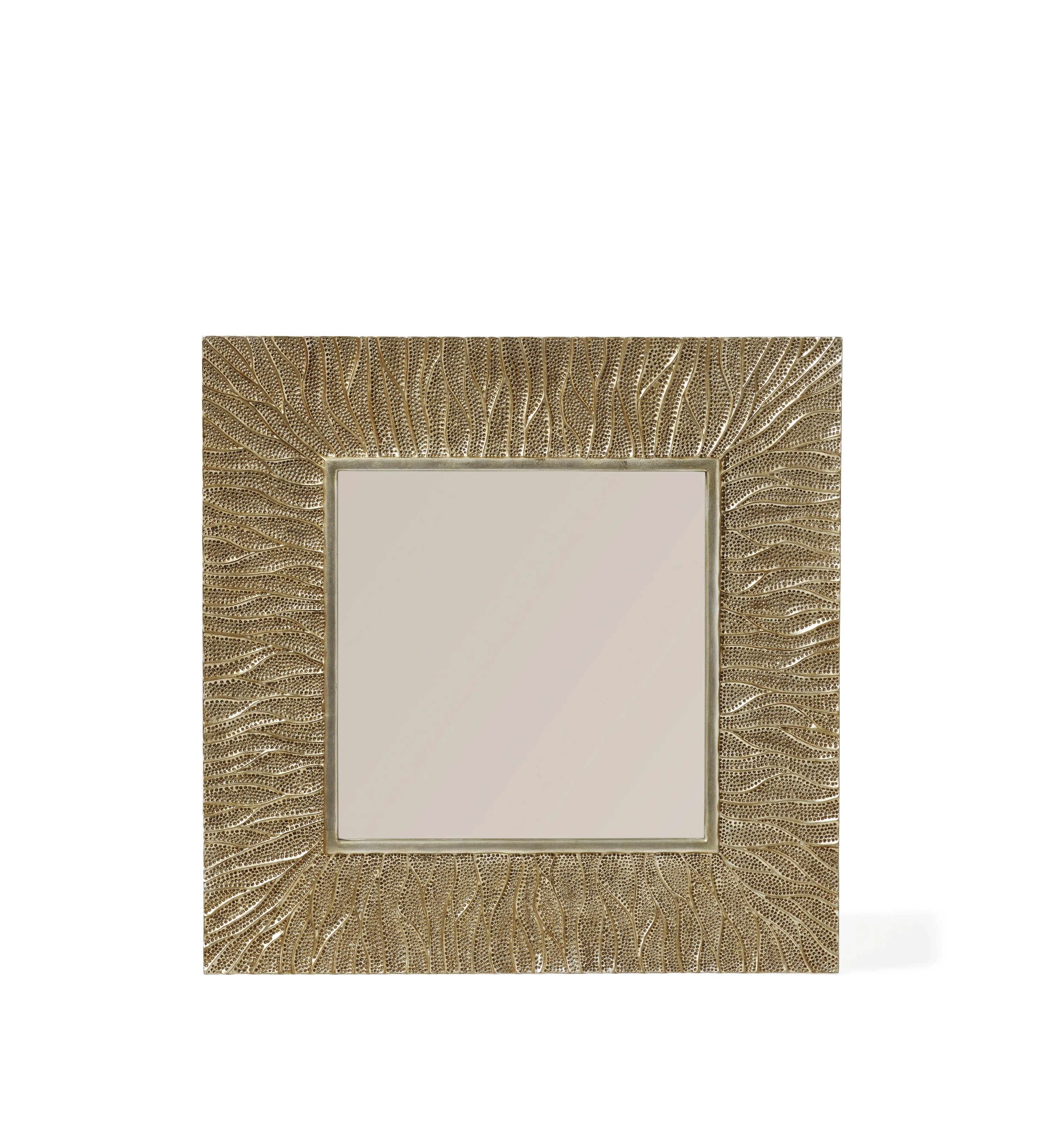 Square Wall Mirror with Carved Frame - Gold image