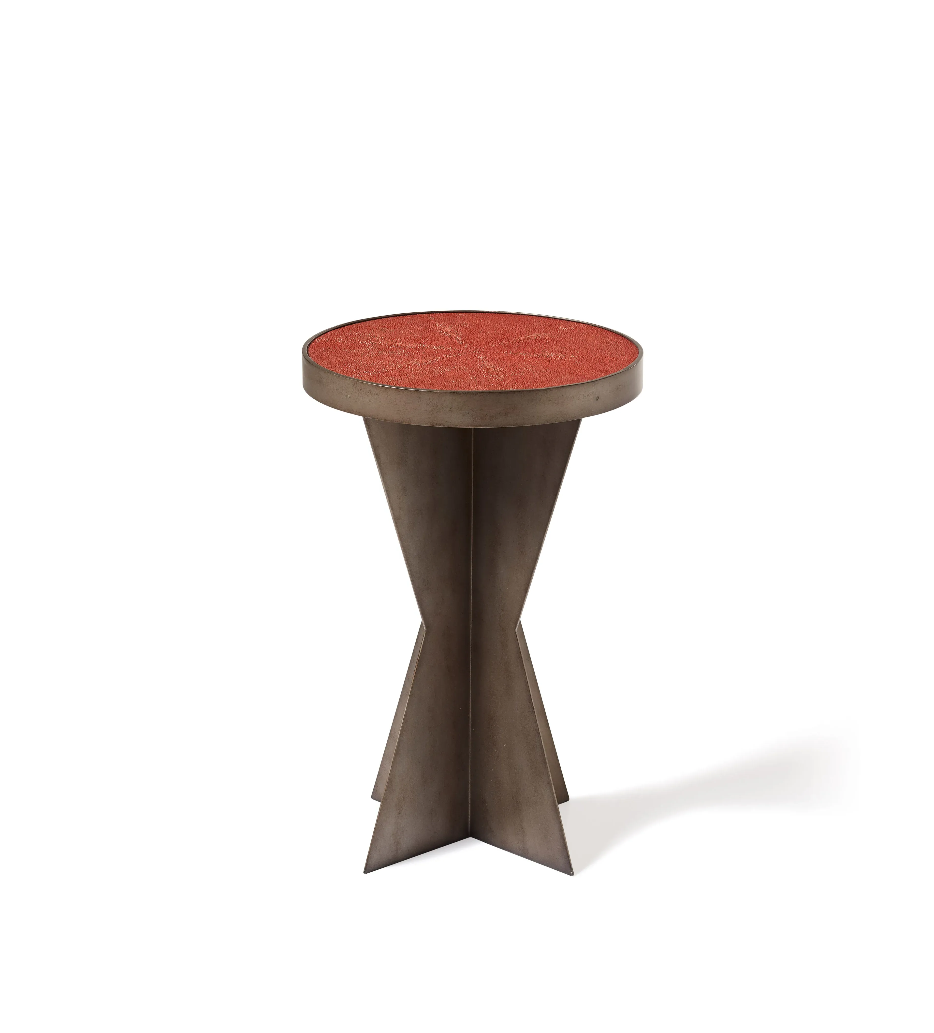 Star Base Side Table - Moroccan Red, Faux Shagreen