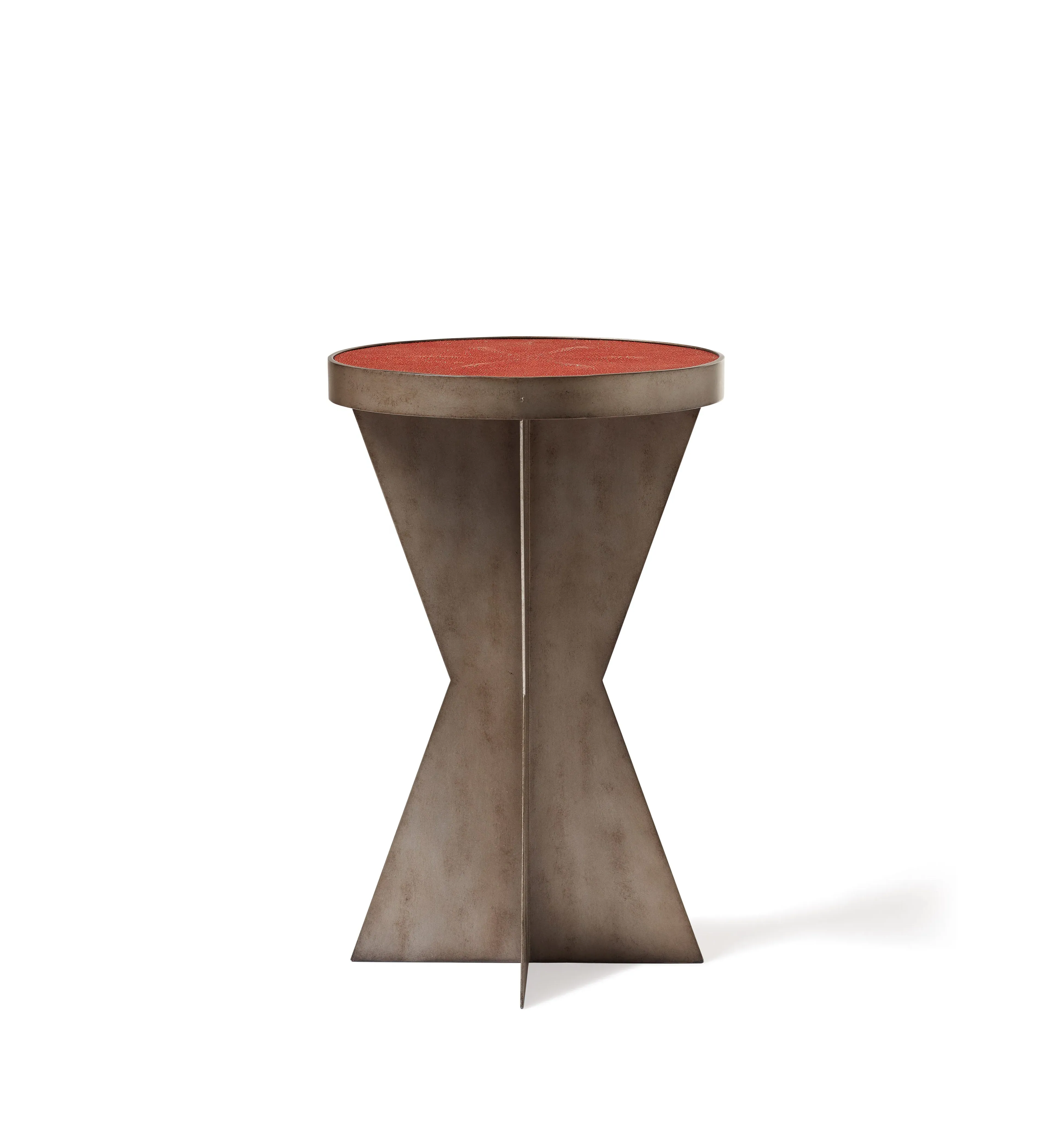 Star Base Side Table - Moroccan Red, Faux Shagreen image