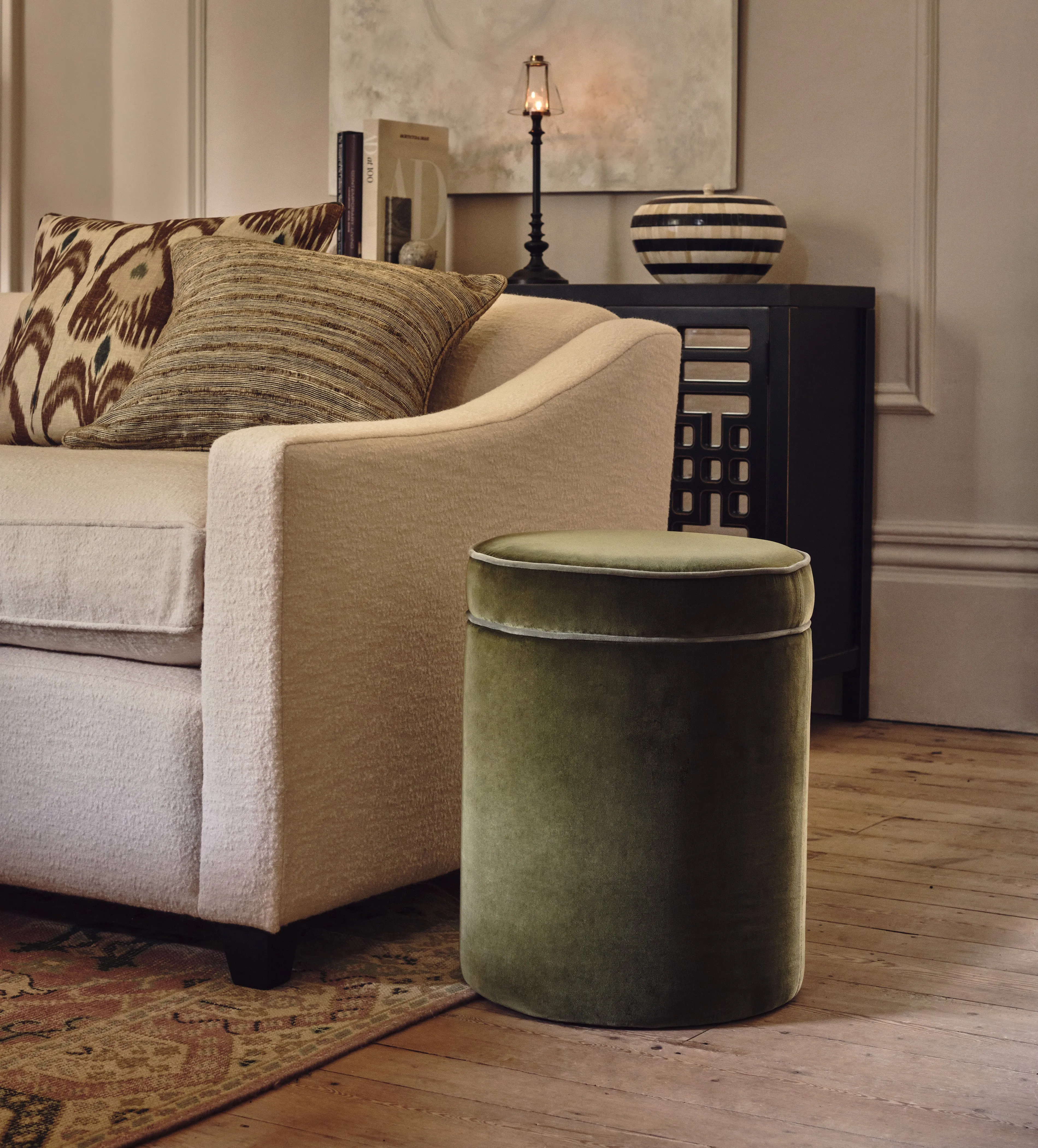Storage Ottoman with Lid - Green, Velvet