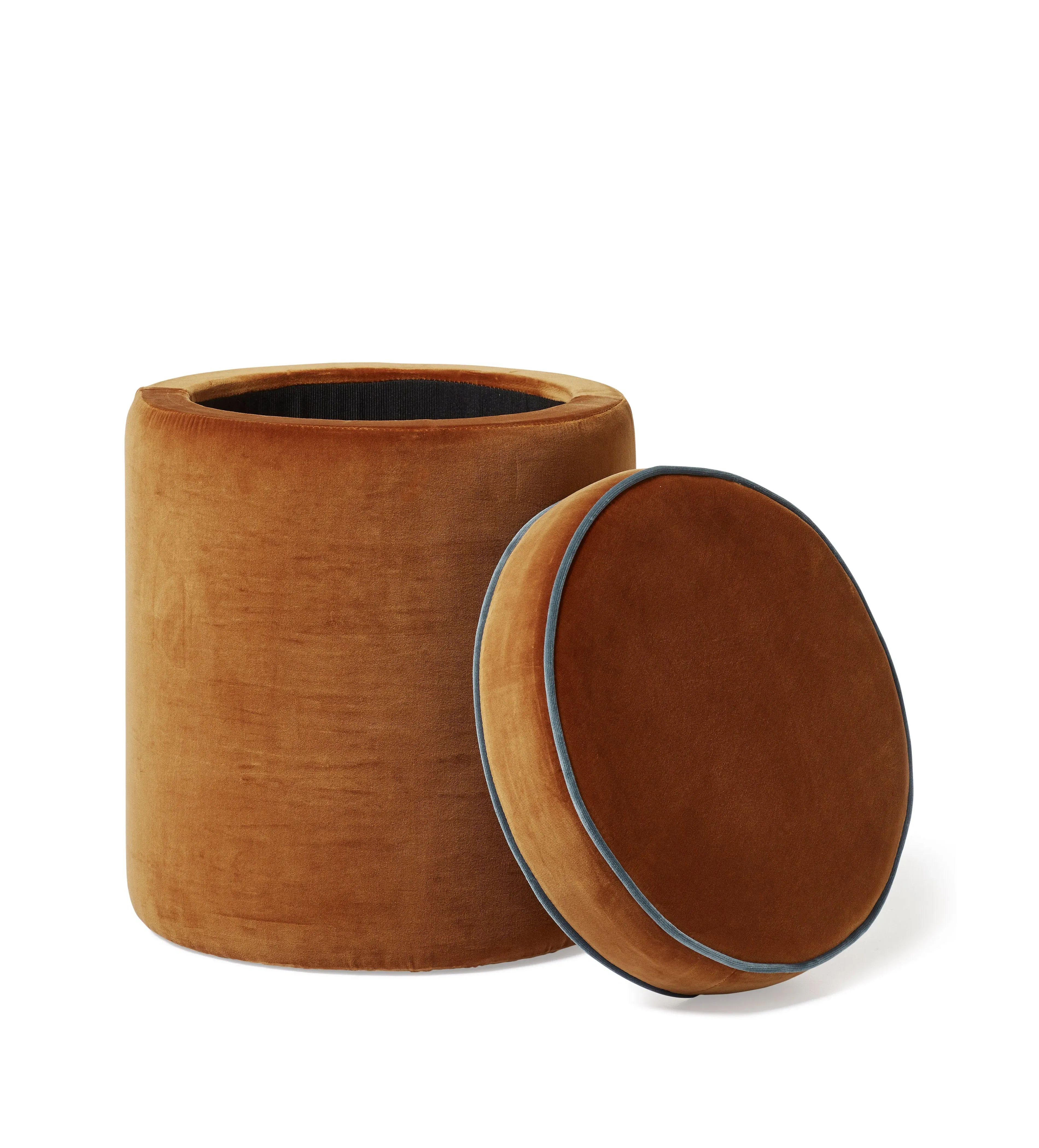 Storage Ottoman with Lid - Orange, Velvet