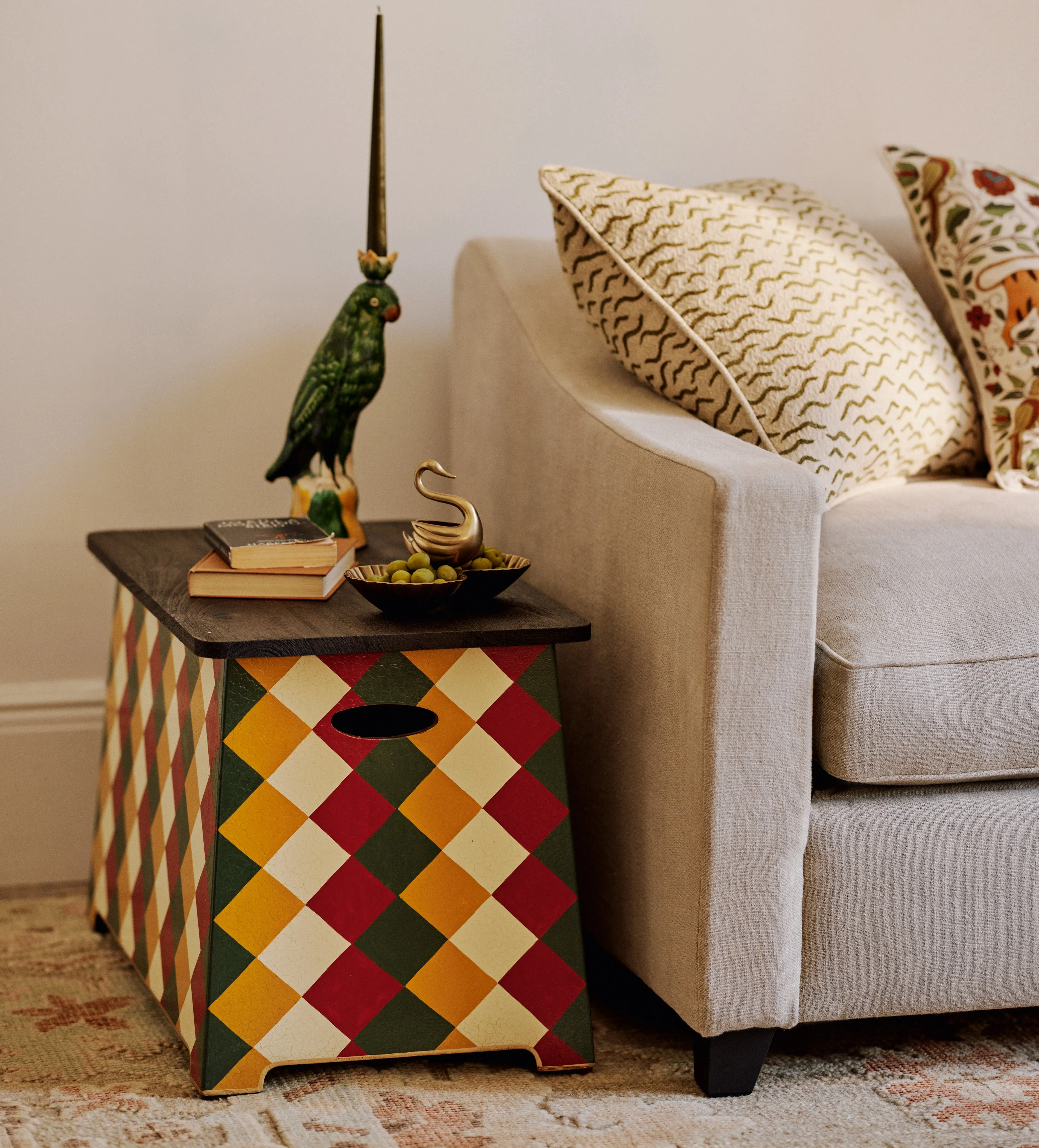 Storage Trunk with Hand-Painted Design - Espresso