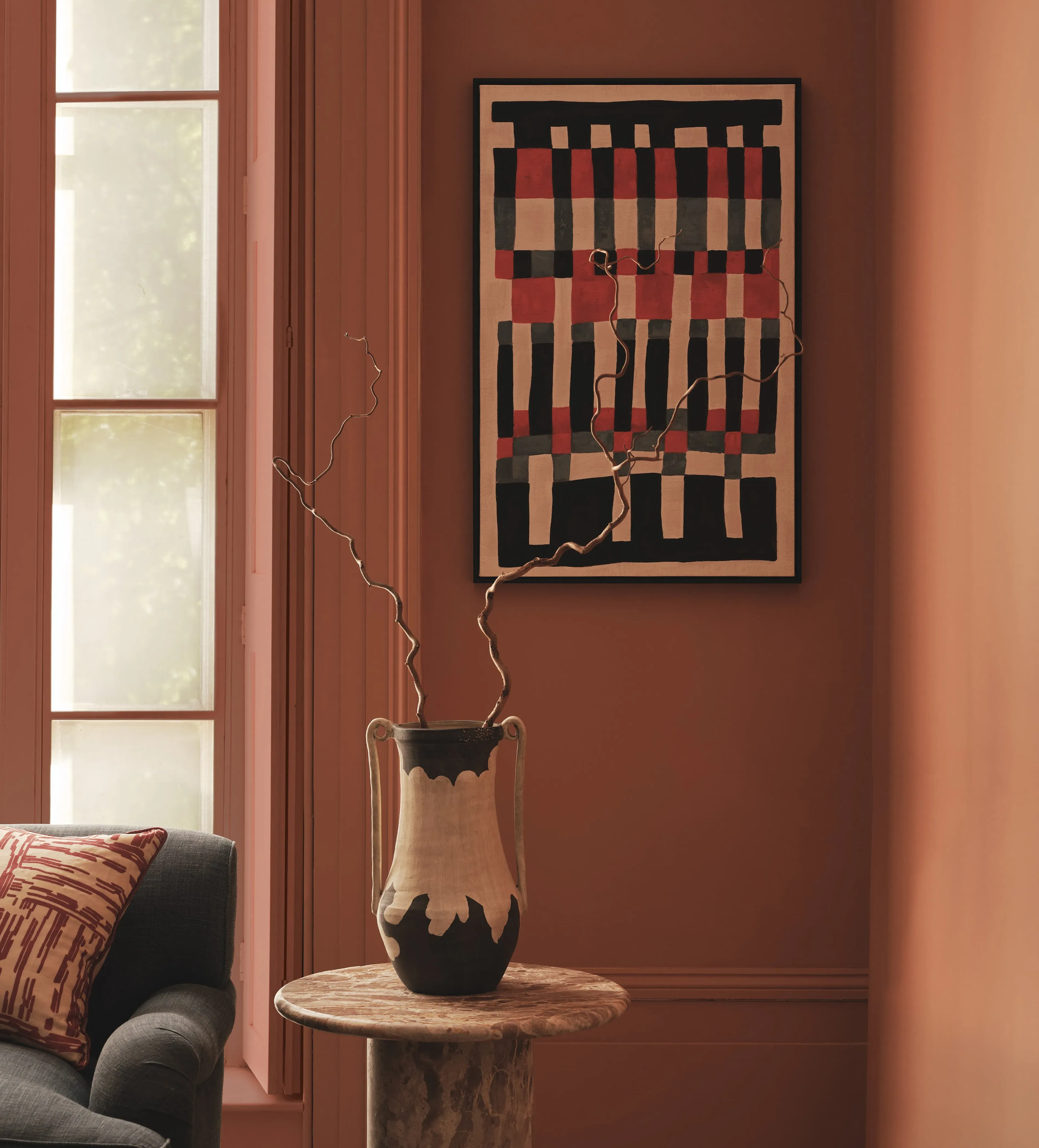 Stripe Hand-Painted Wall Art - Multi, Canvas