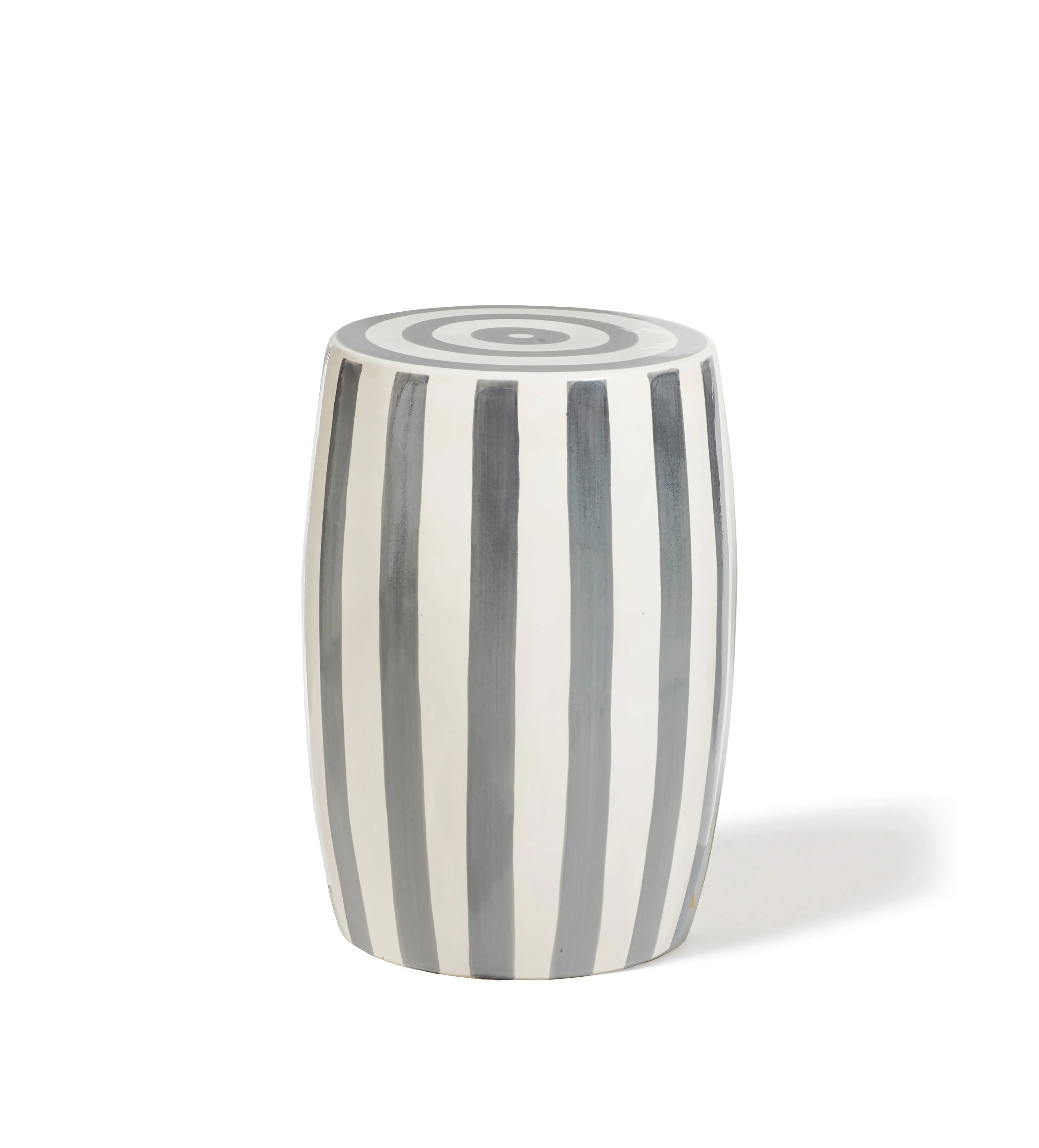 Striped Ceramic Stool - Charcoal, White image