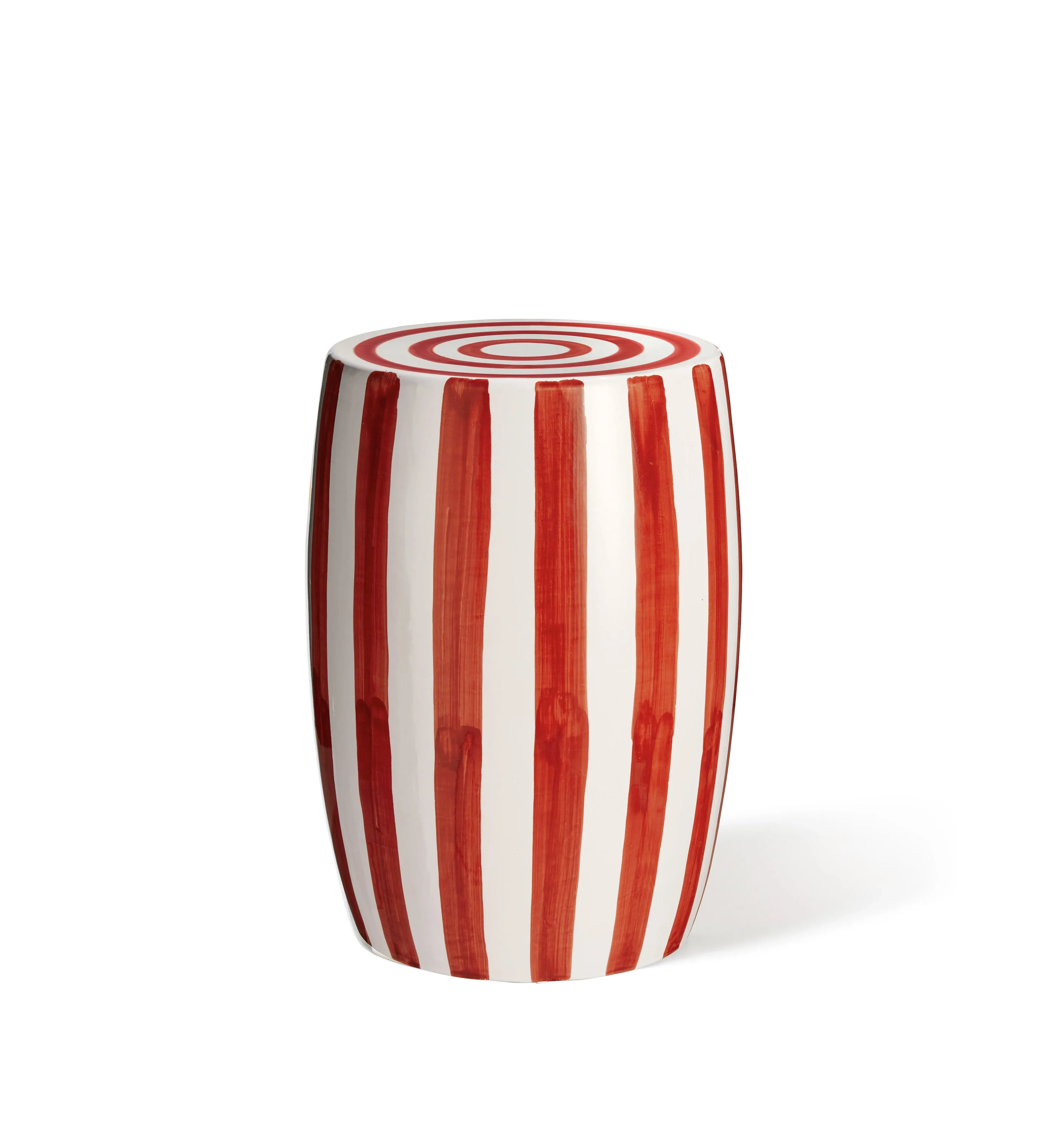 Striped Ceramic Stool - Red, White