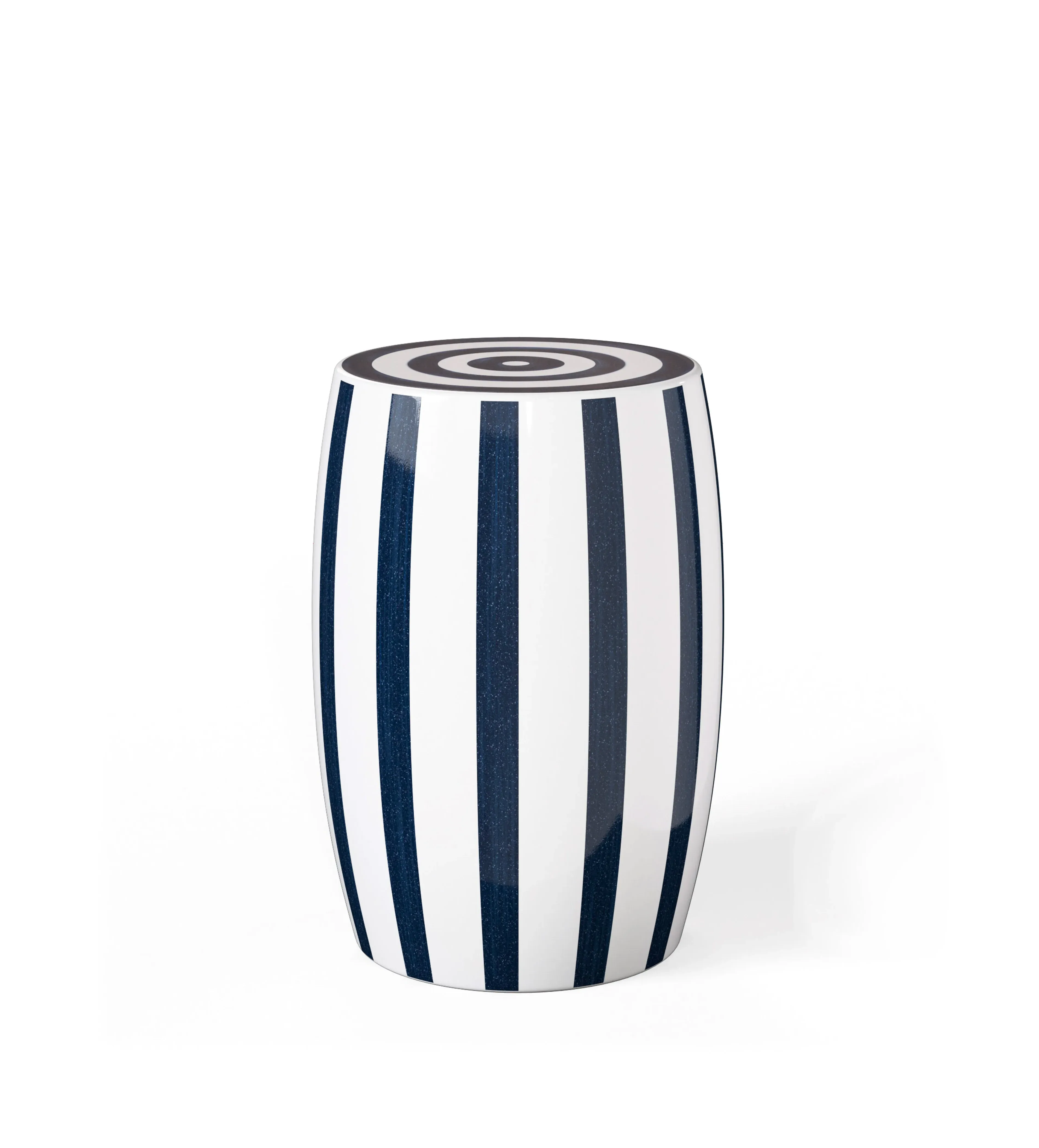 Striped Ceramic Stool - Sapphire, White