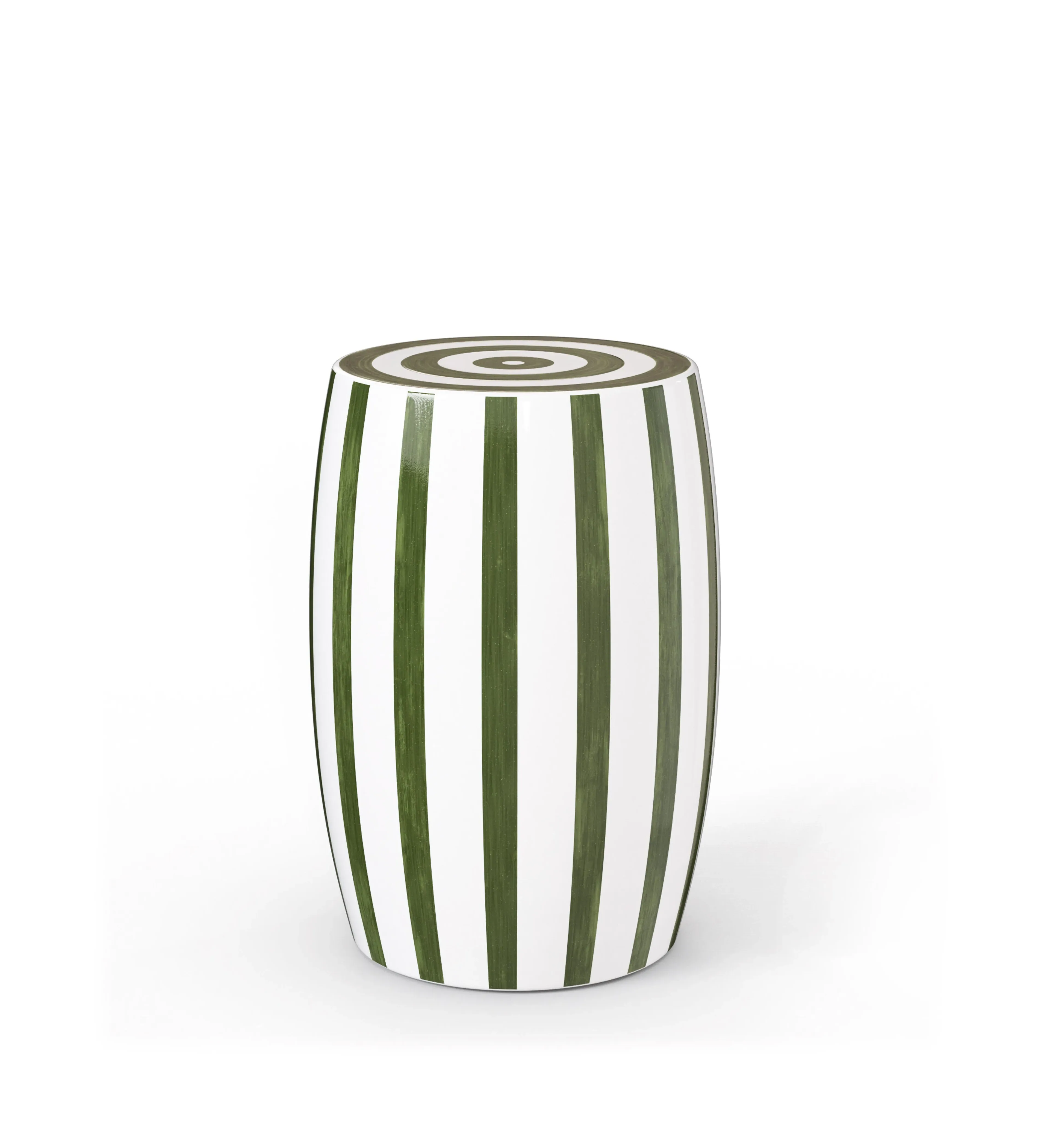 Striped Ceramic Stool - Spruce, White