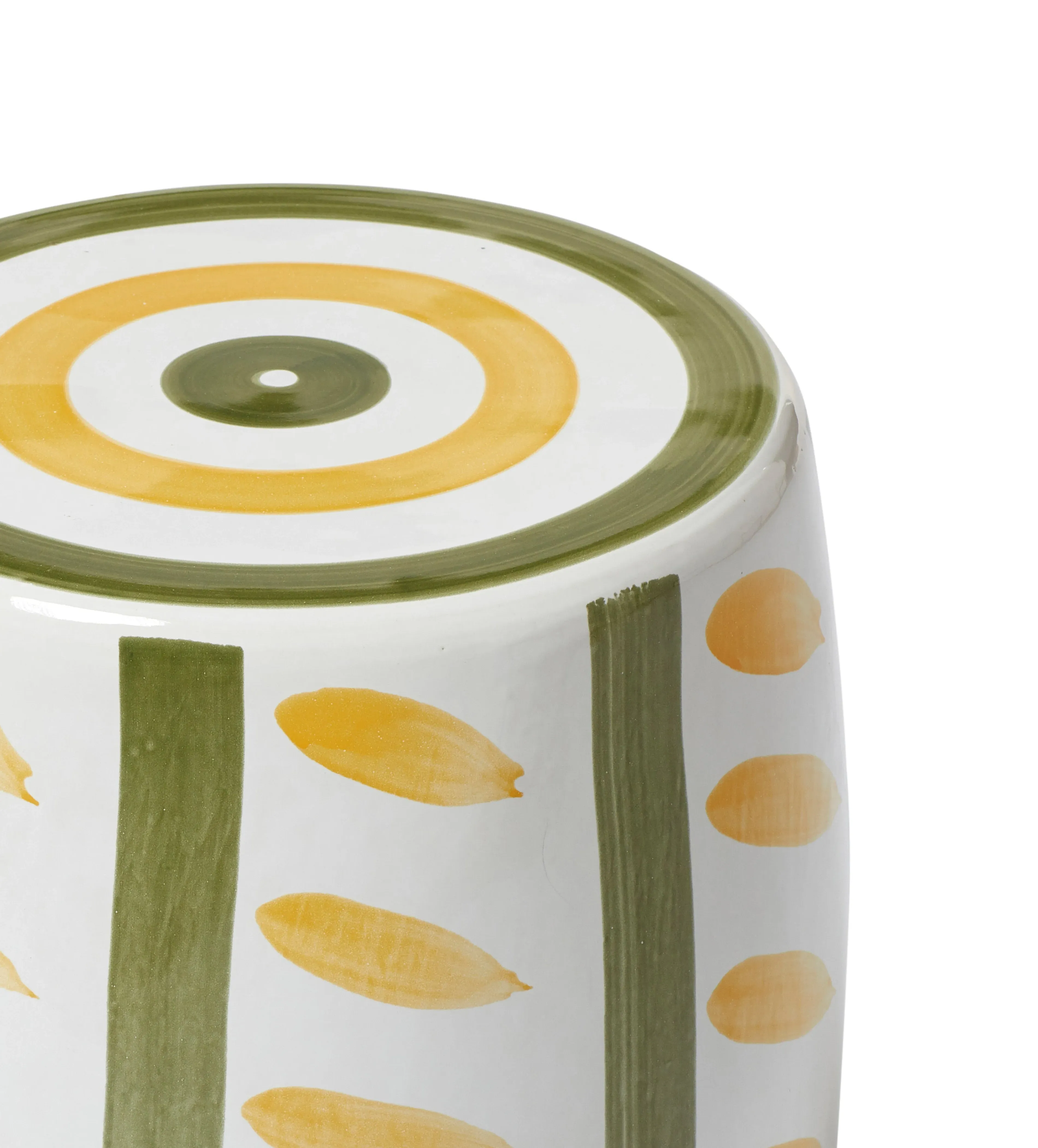 Striped Ceramic Stool - Spruce, Yellow